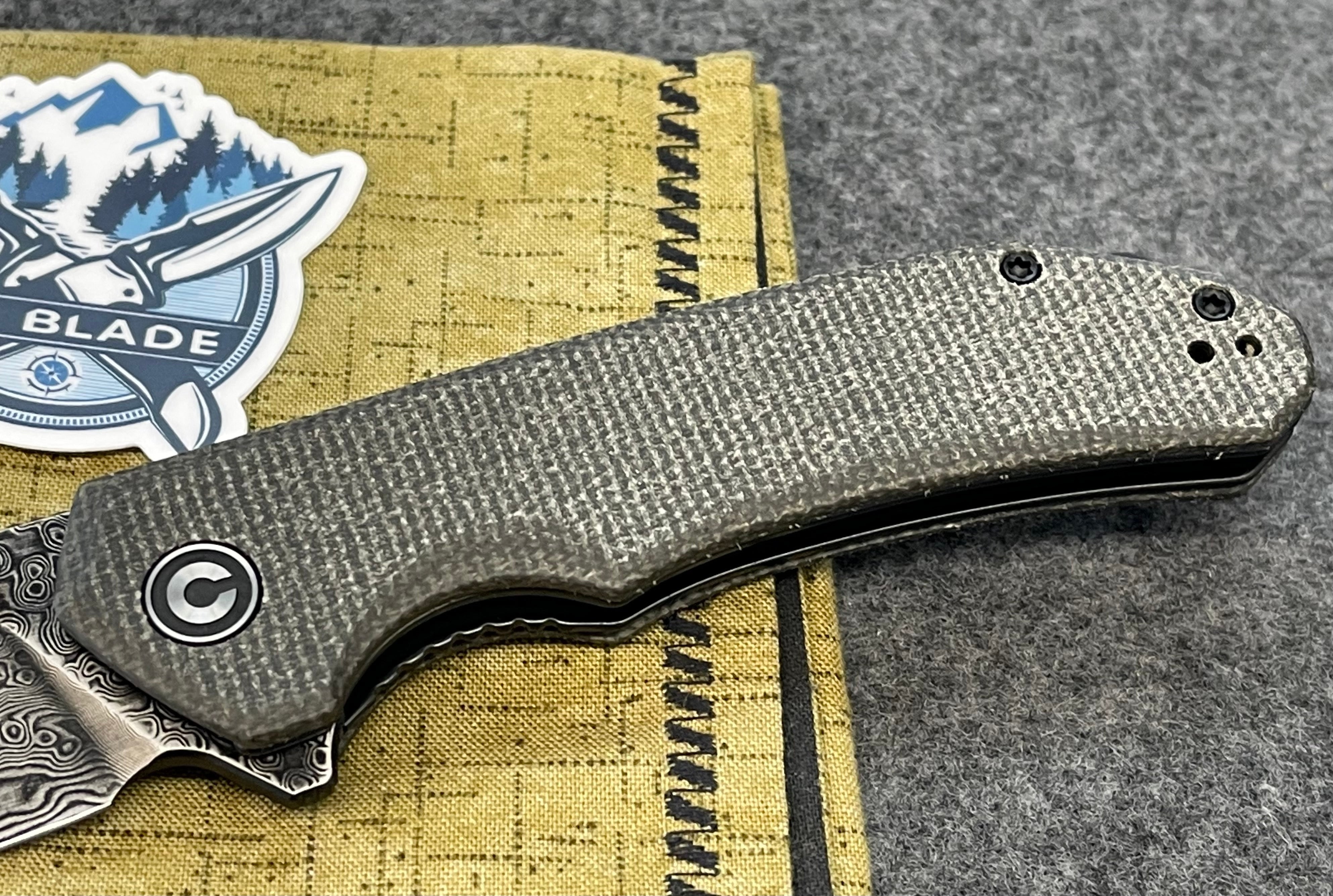 Civivi Brazen Flipper Dark Green Micarta Damascus C2102DS-3