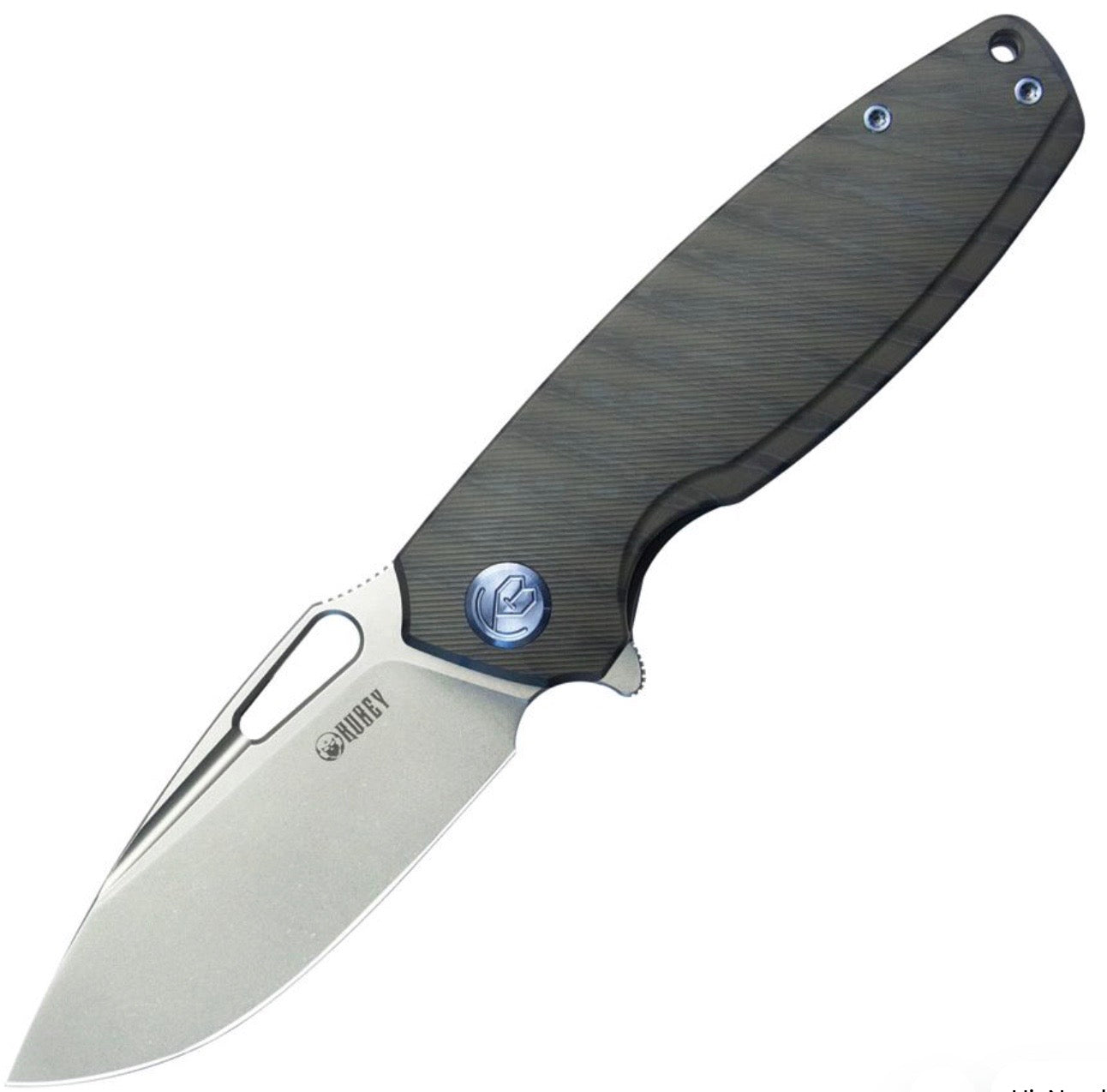 Kubey Tityus Frame Lock Flipper Contoured Flame Titanium Handle & 14C28N Blade KB360E