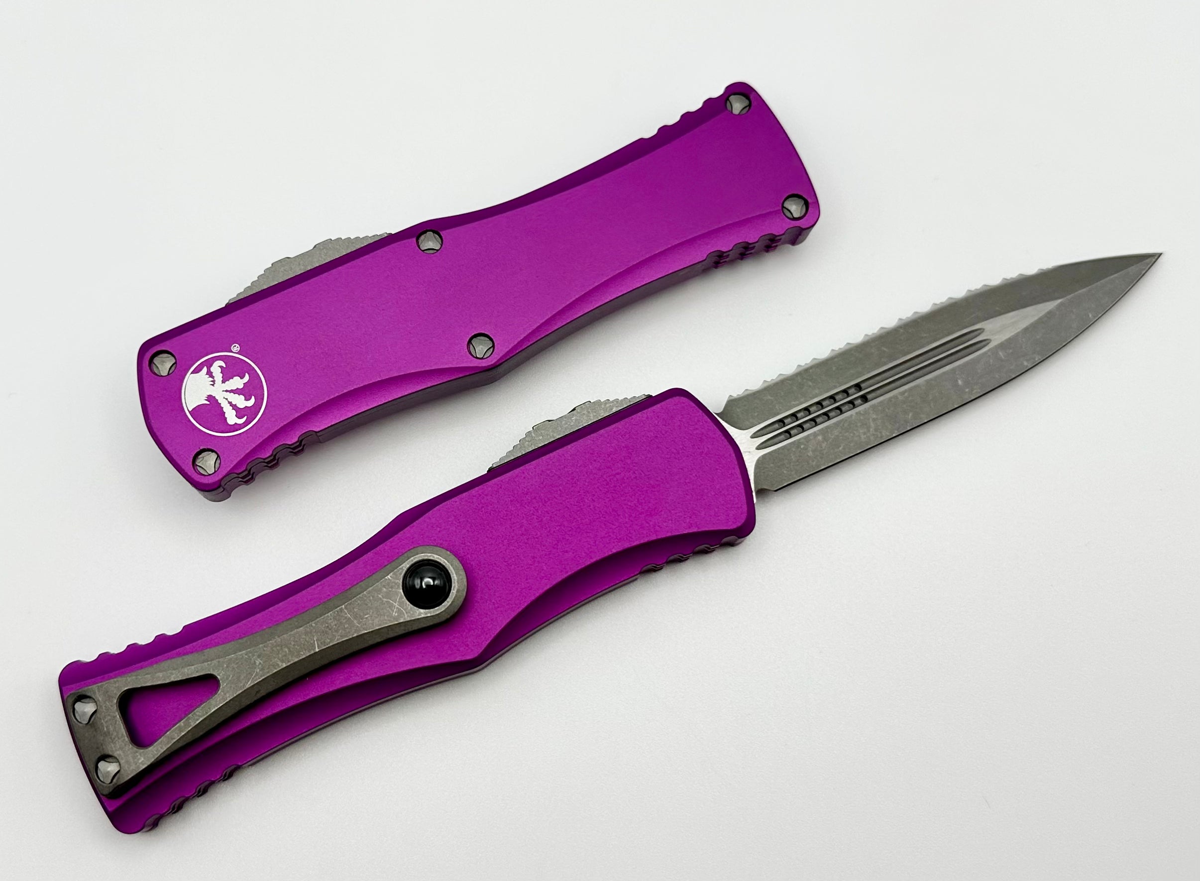 Microtech Hera Double Edge Apocalyptic Full Serrated & Violet 702-12APVI