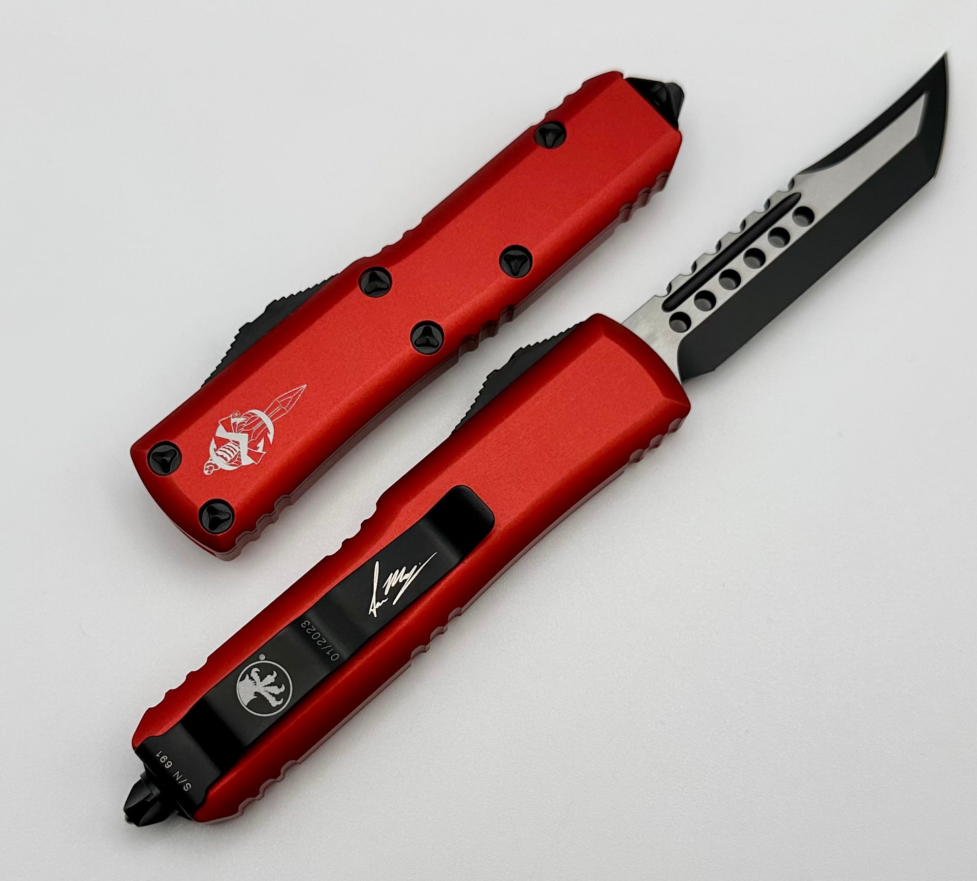 Microtech UTX-85 Black Hellhound & Red 719-1RDS