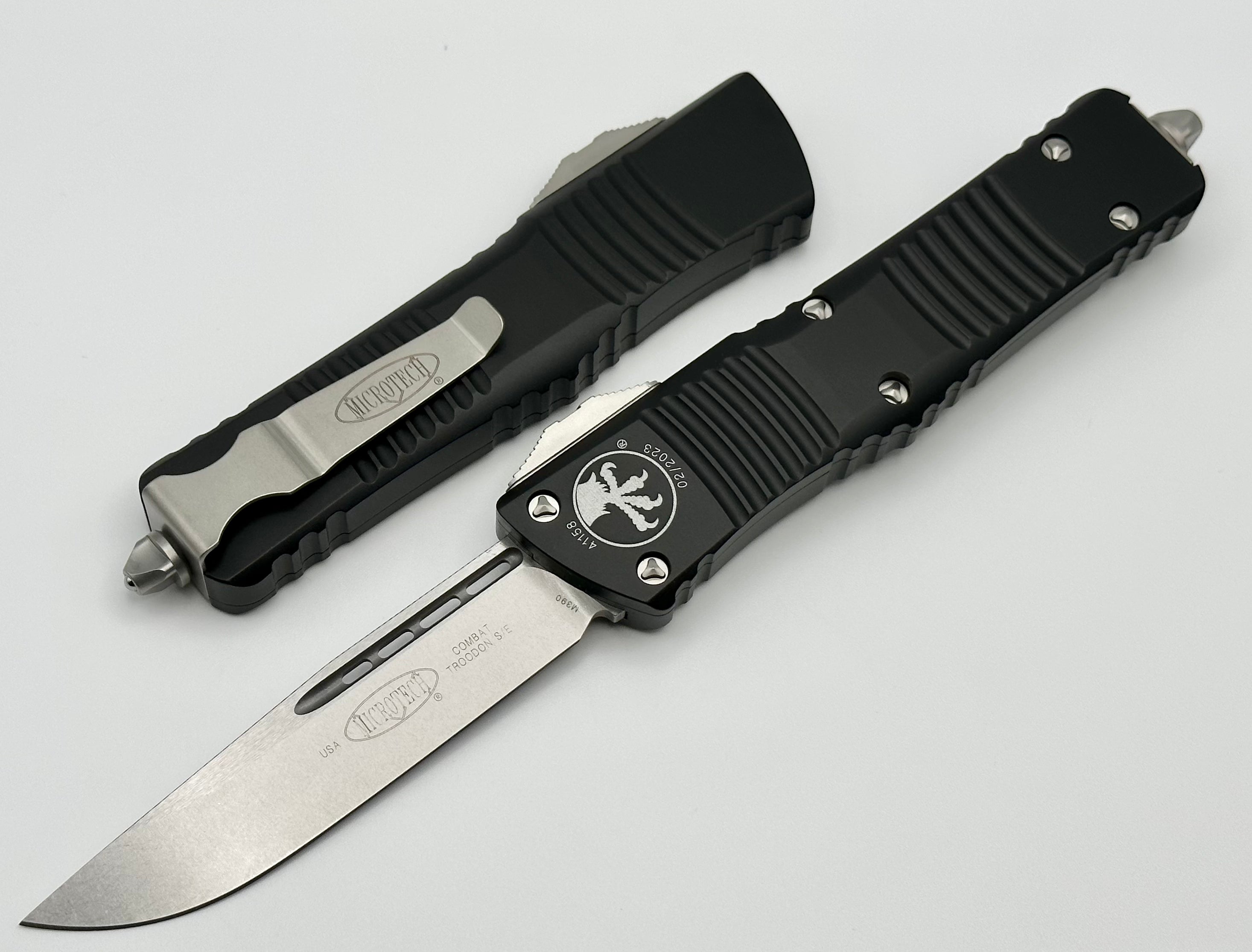 Microtech Combat Troodon Single Edge Stonewash & Black 143-10