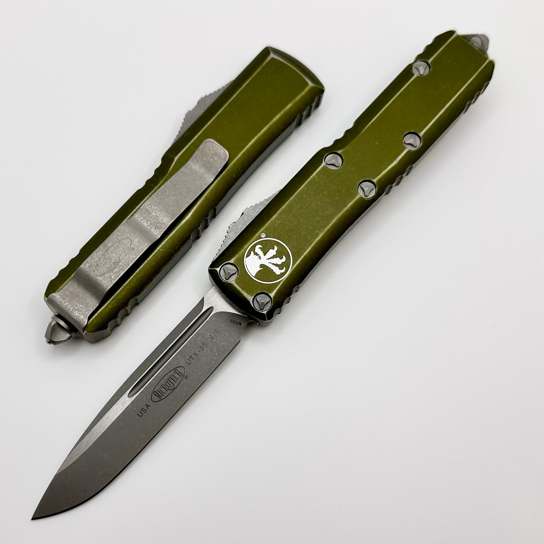 Microtech UTX-85 Single Edge Apocalyptic Standard & Distressed OD Green 231-10DOD