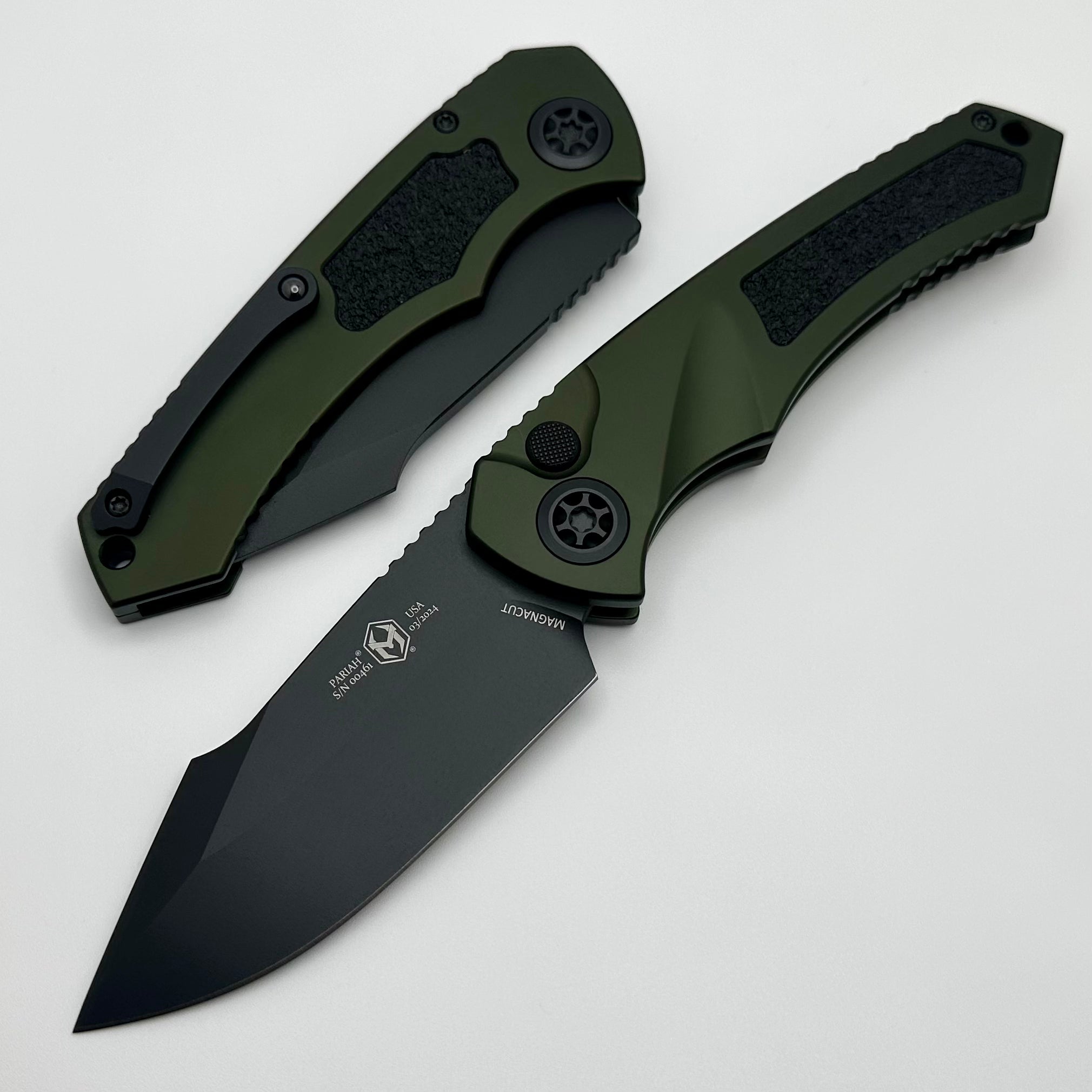 Heretic Knives Pariah Auto Green Tactical & Black MagnaCut H048-4A-GRN