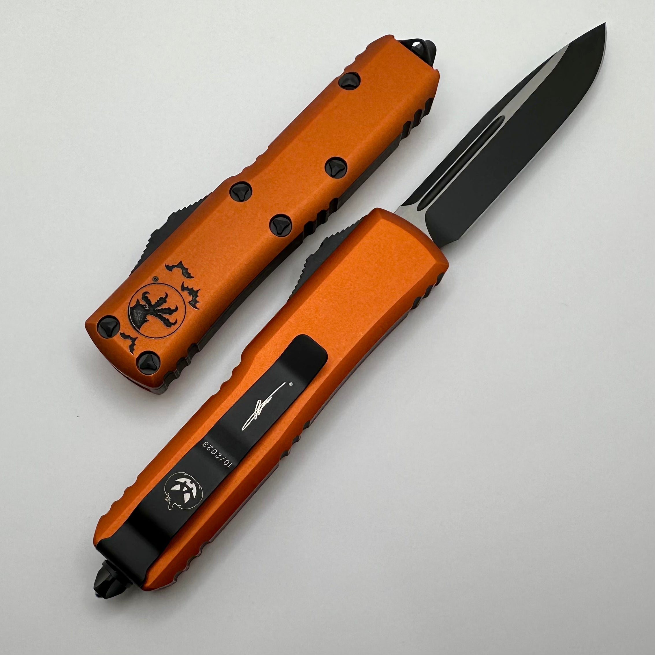 Microtech UTX-85 Halloween Orange Single Edge Signature Series 231-1HWS