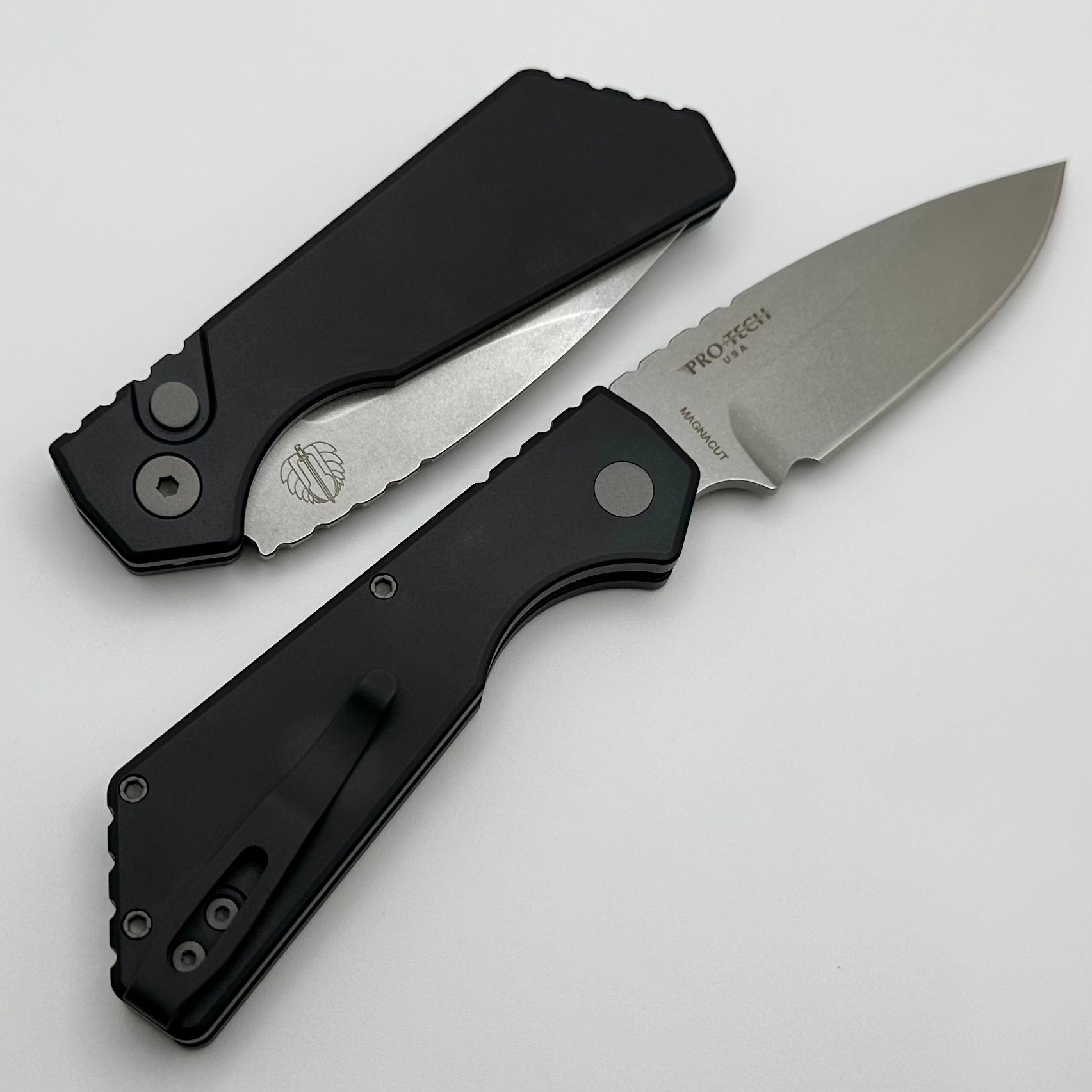 Pro-Tech PT Plus Black Aluminum Handle & Stonewash MagnaCut Blade PT201