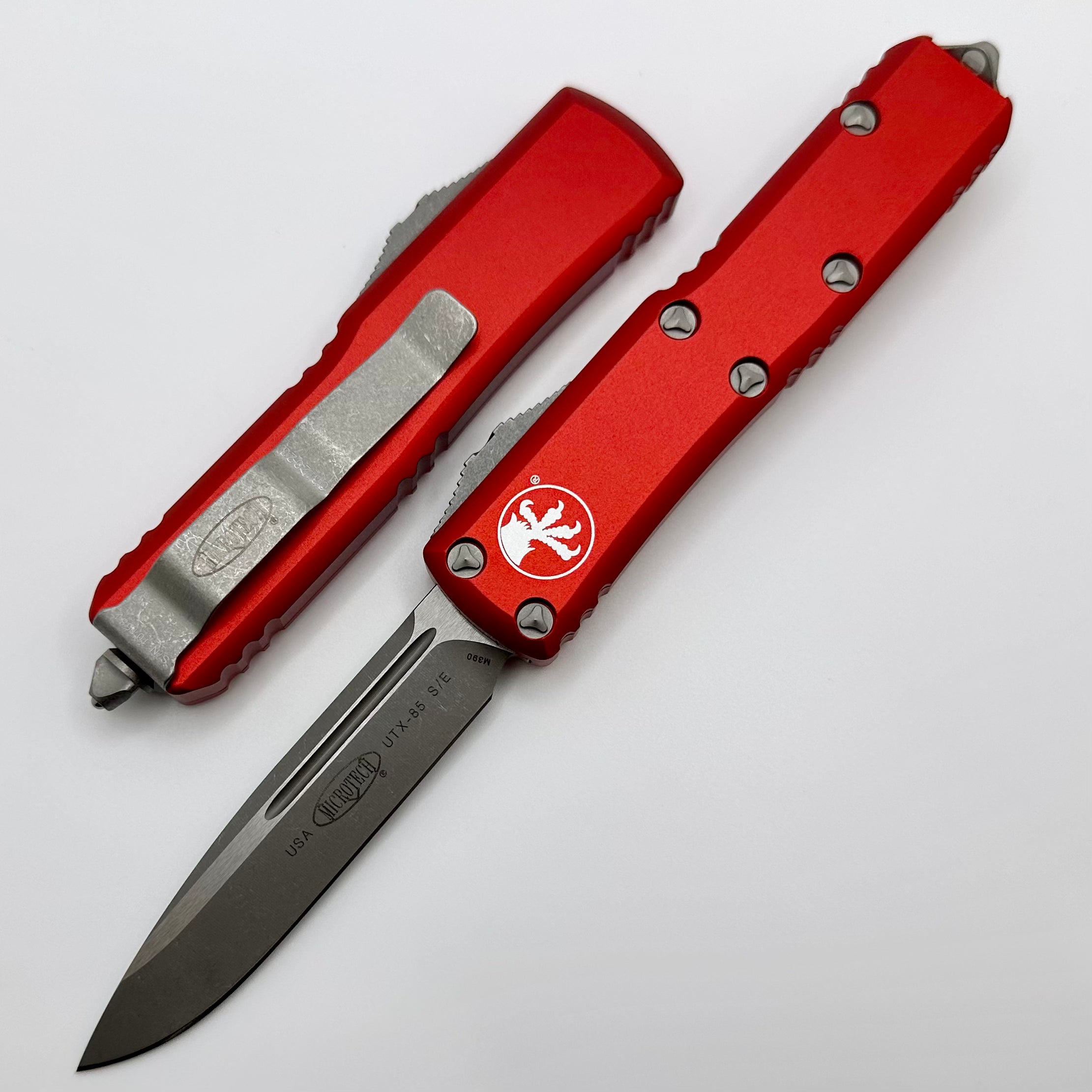 Microtech UTX-85 Single Edge Apocalyptic Standard & Red 231-10APRD