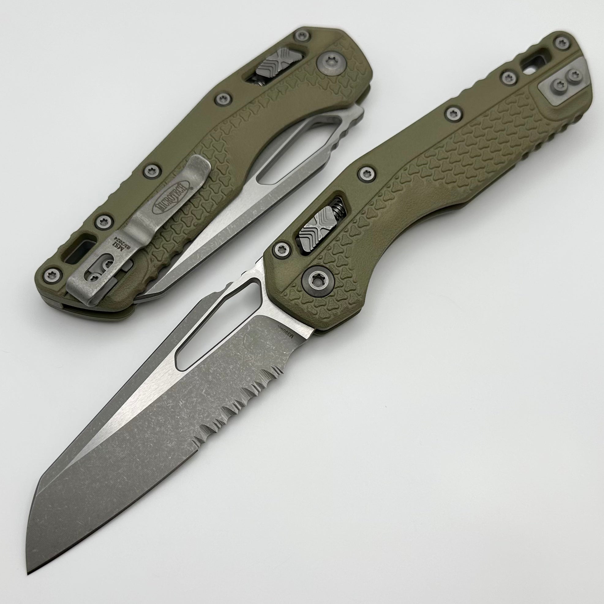 Microtech Knives MSI RAM LOK OD Green Polymer Injection Molded & Apocalyptic Partial Serrated M390MK 210T-11APPMOD