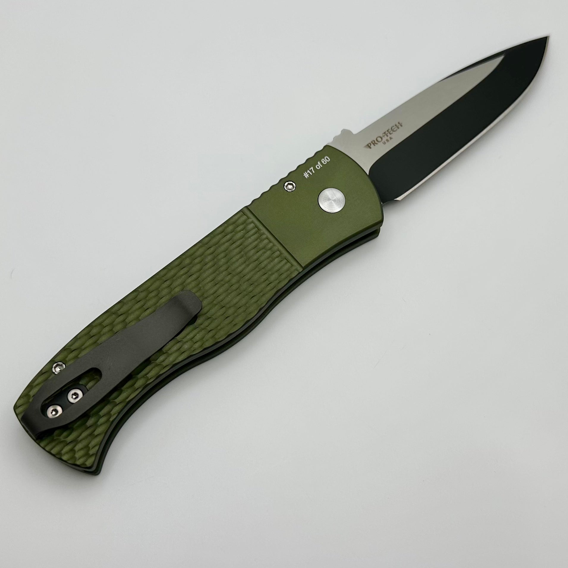 Pro-Tech Emerson CQC7 Auto Spearpoint w/ Jigged Green Handle & 2-Tone 20CV Blade Show Atlanta 2024