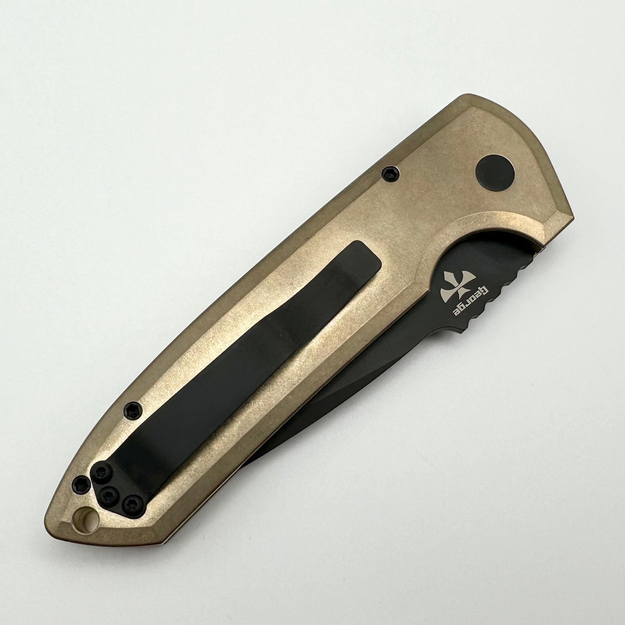 Pro-Tech Les George Rockeye Textured AlBronze Handle w/ Mother of Pearl Button & DLC CPM-D2 LG336-D2