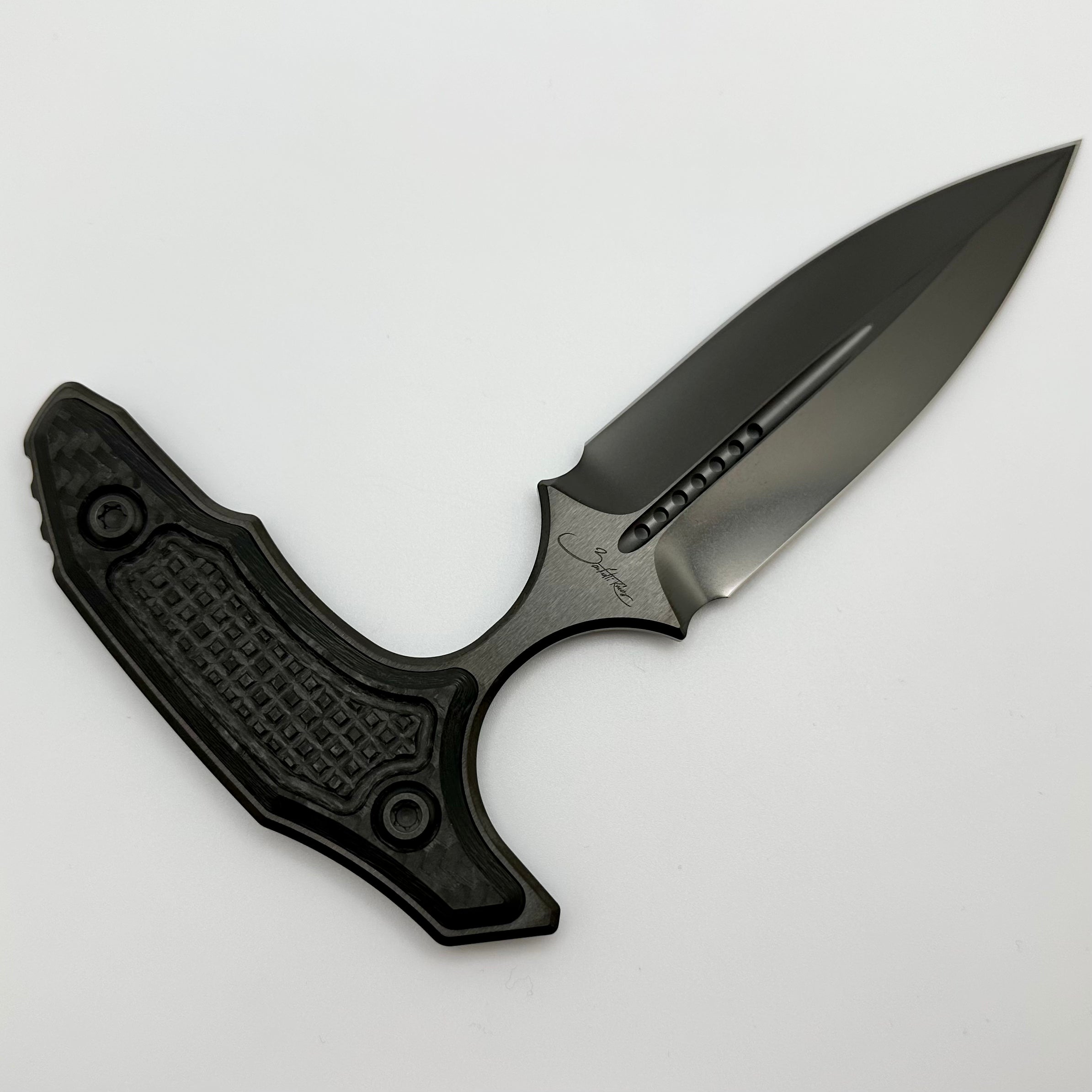 Marfione Custom Knives Hypnotic DLC Stonewash M390 & Carbon Fiber w/ Two Tone Hardware