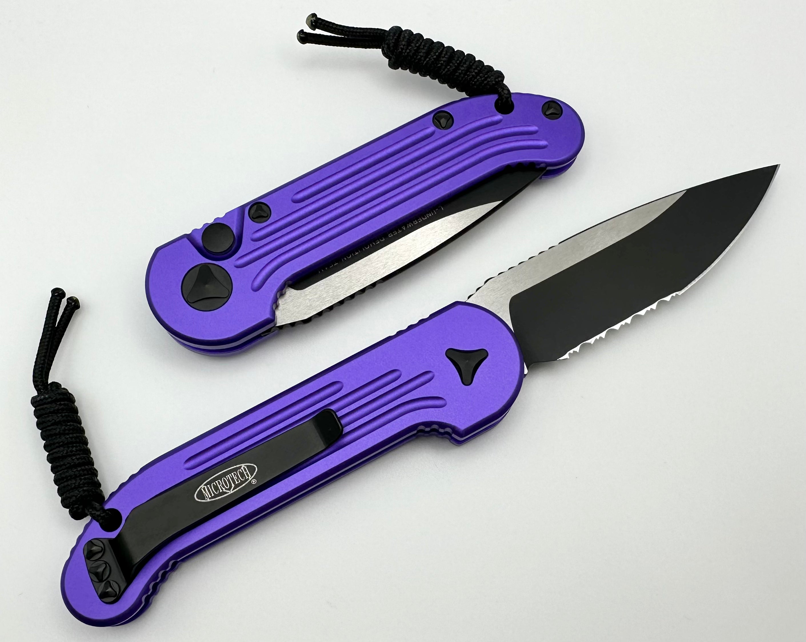 Microtech L.U.D.T Purple & Black Partial Serrated 135-2PU