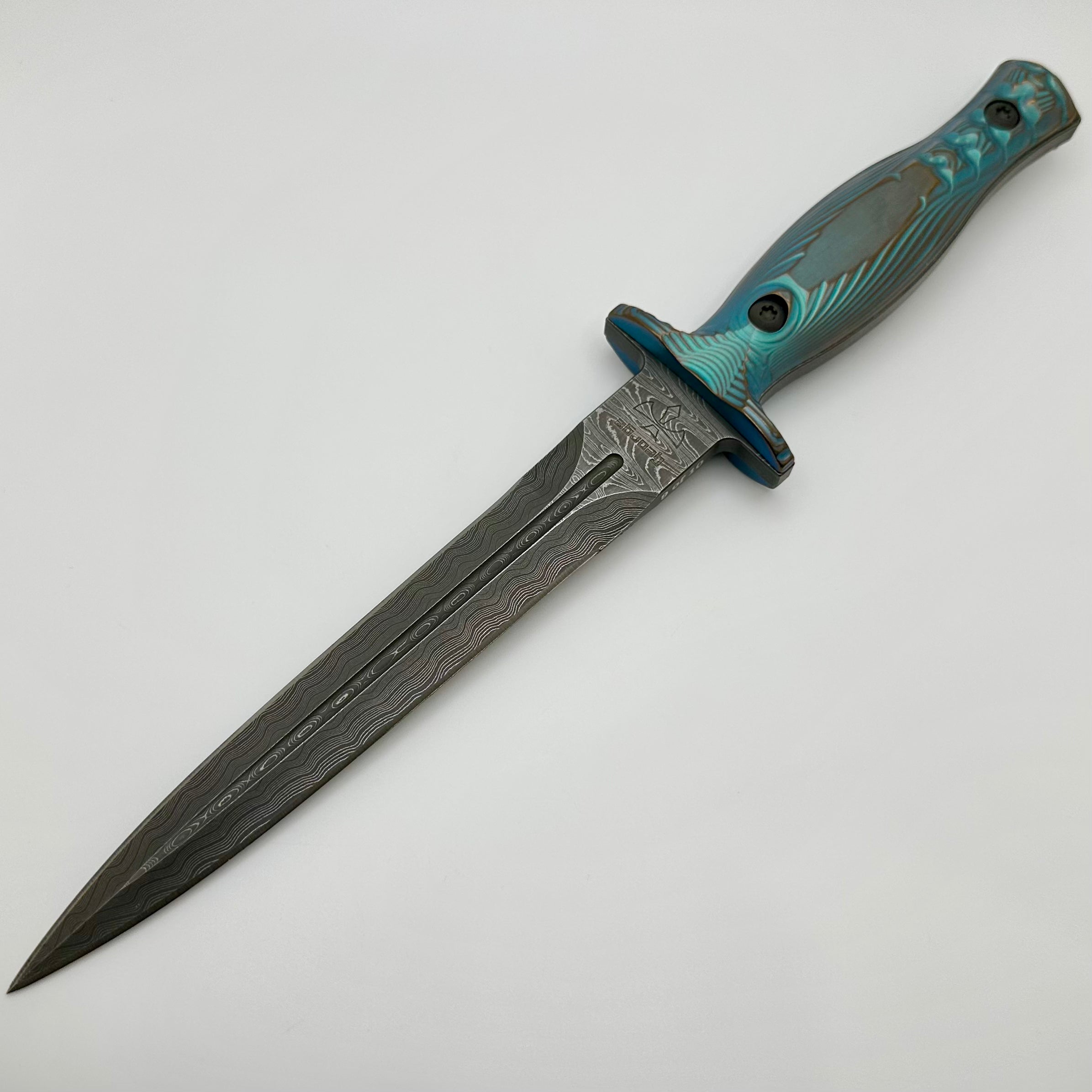 Spartan Blades Les George V-14 Dagger Custom w/ Damascus & Titanium Fixed Blade #9/10 10th Anniversary