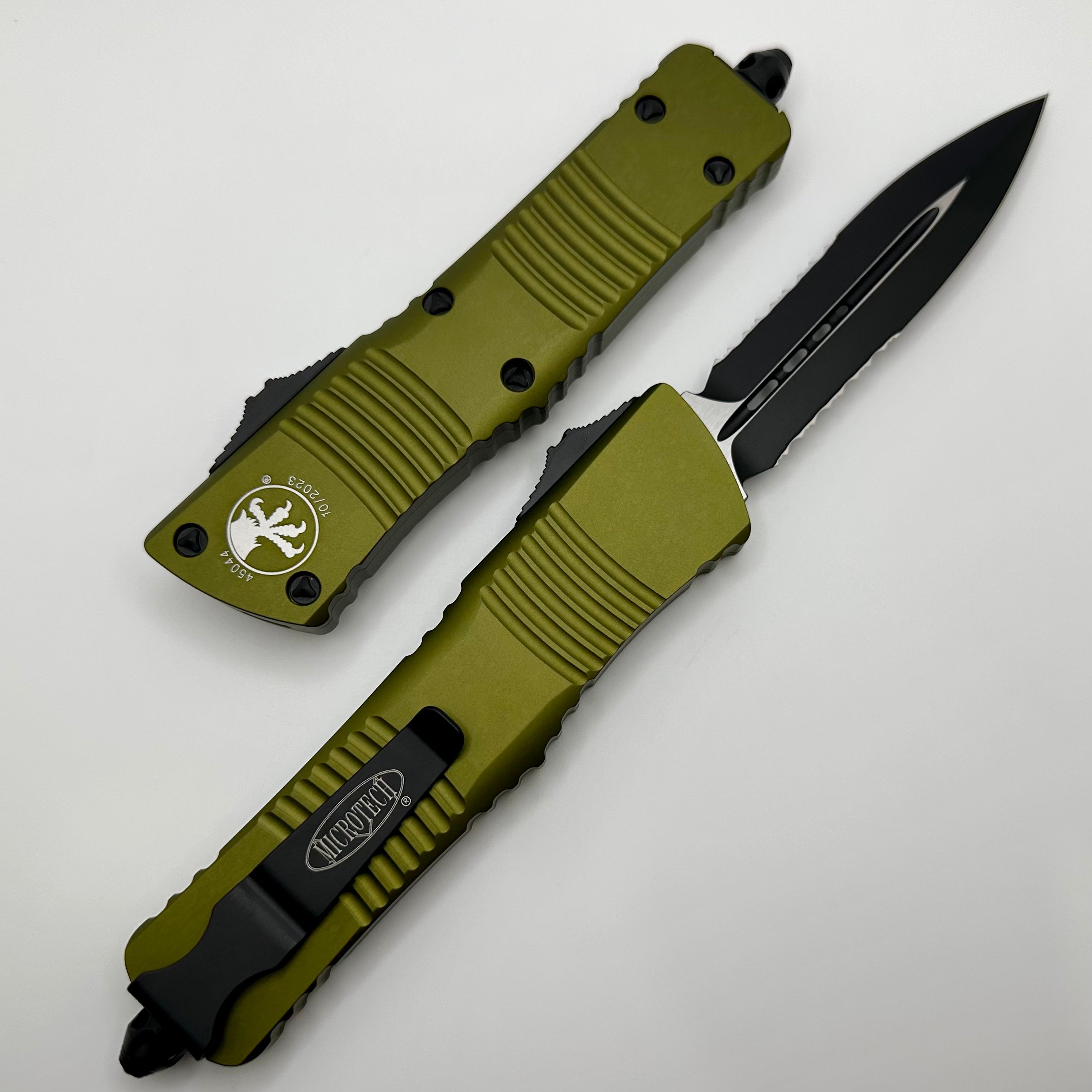 Microtech Combat Troodon Double Edge Partial Serrated Black & OD Green 142-2OD