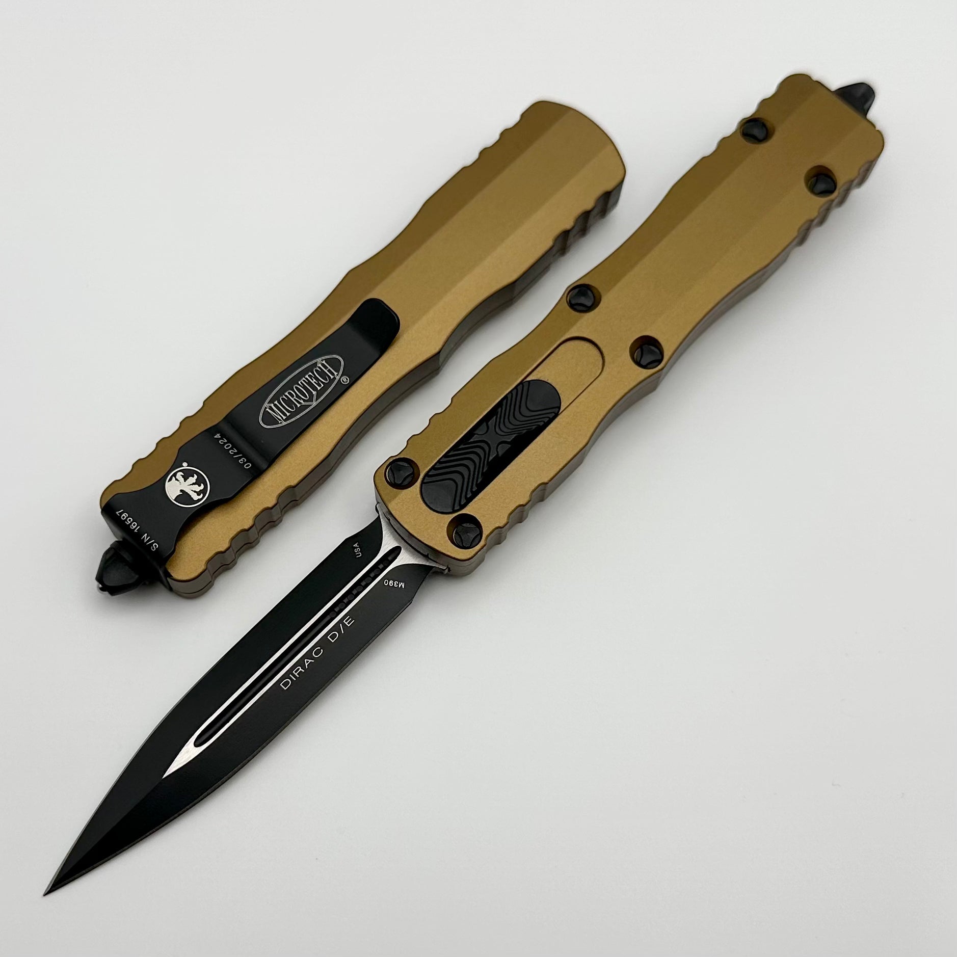 Microtech Dirac Double Edge Black Standard & Tan 225-1TA