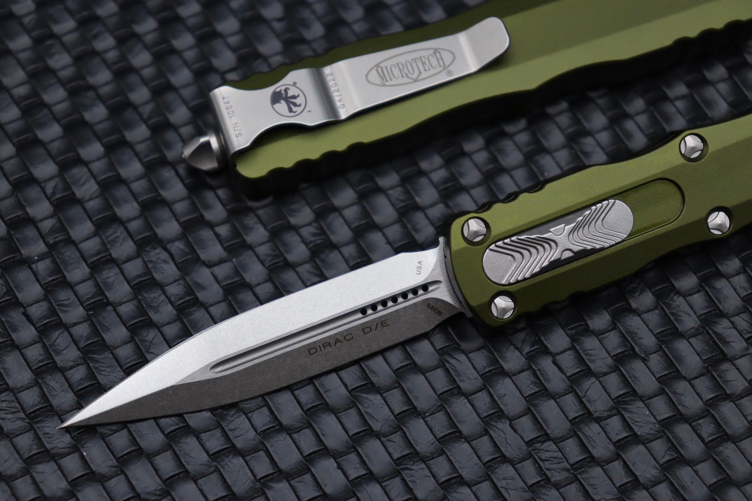 Microtech Dirac Double Edge Stonewash Standard & OD Green 225-10OD