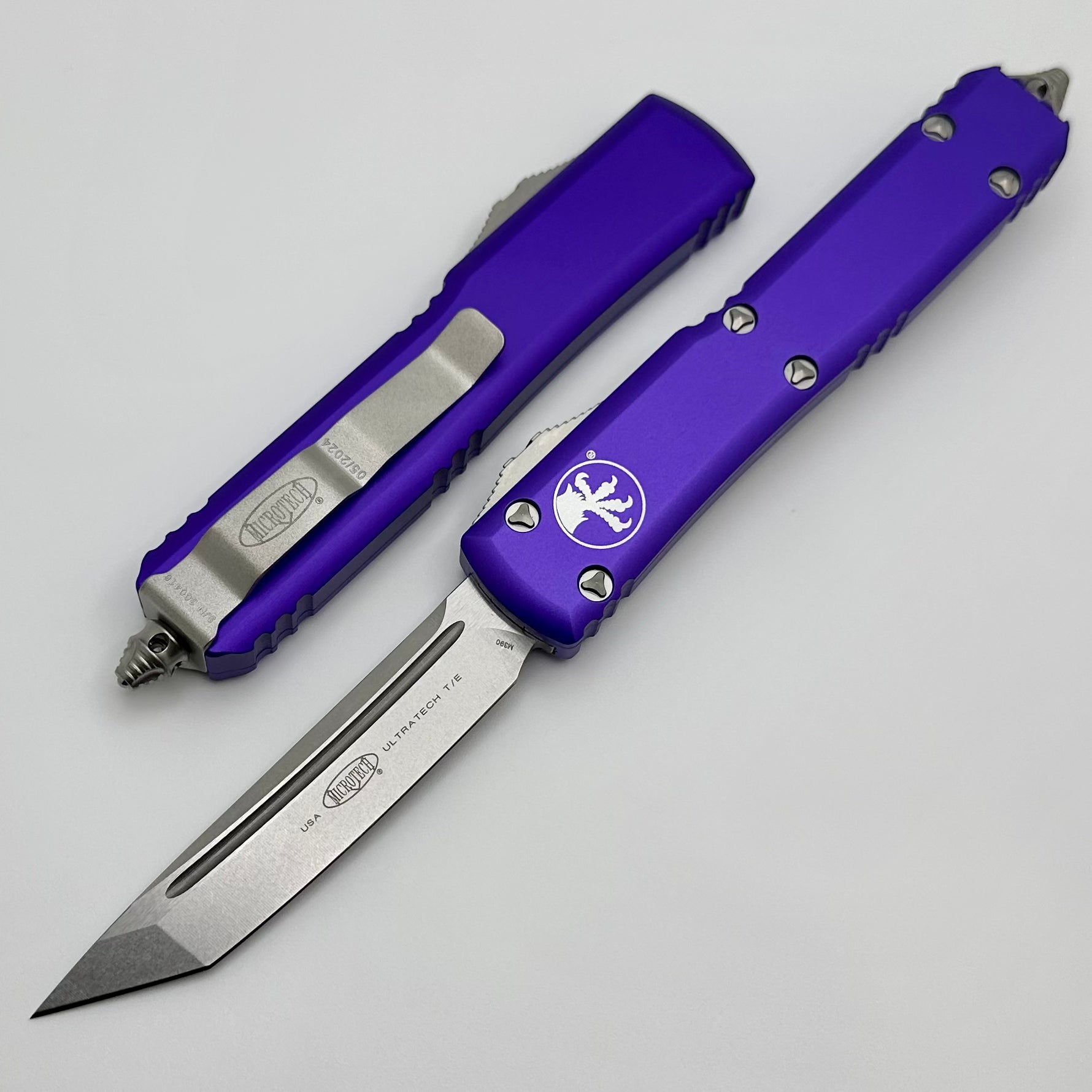 Microtech Ultratech T/E Tanto Stonewash Standard & Purple 123-10PU