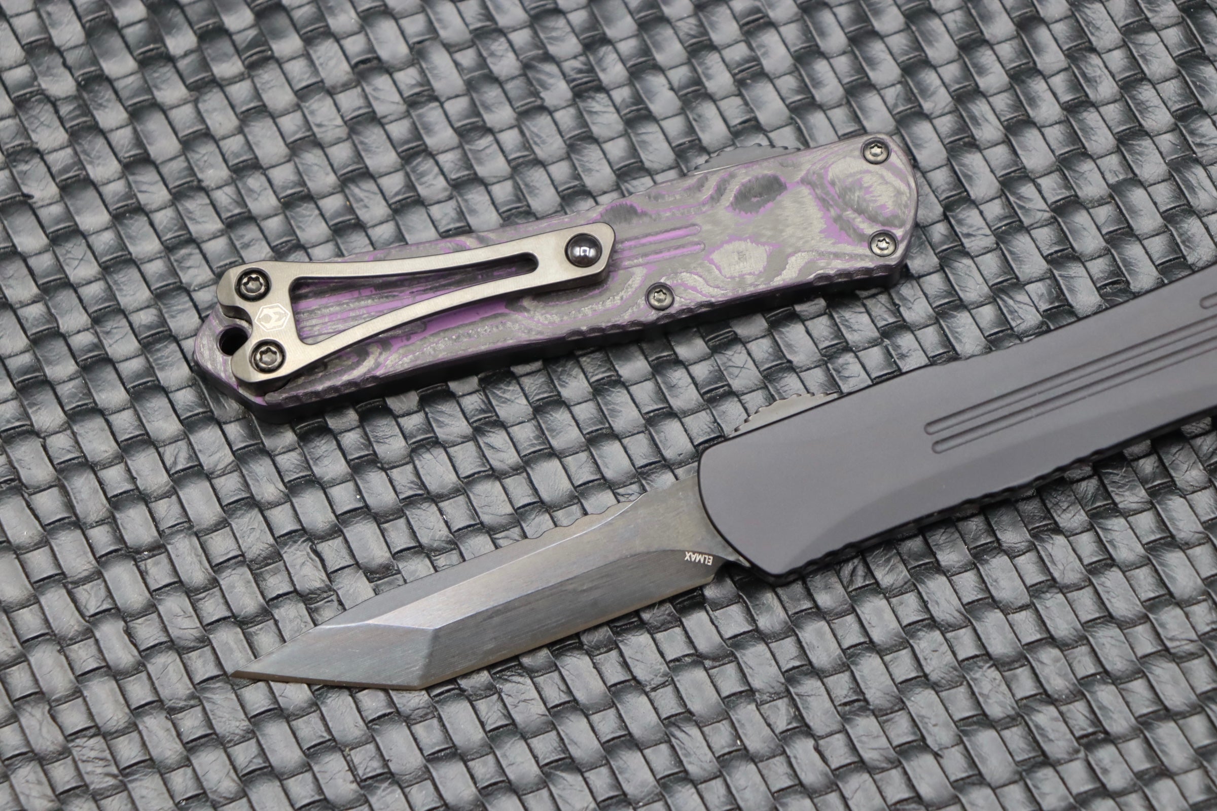 Heretic Knives Manticore S Tanto Black & Purple Camo Carbon