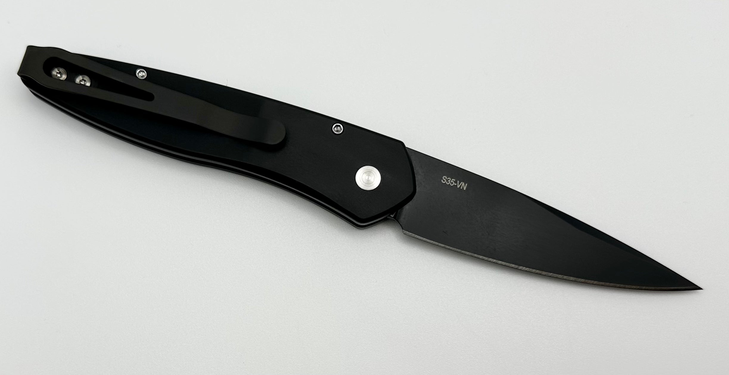 Pro-Tech Newport Black w/ White Micarta Inlay & DLC S35VN Blade 3452