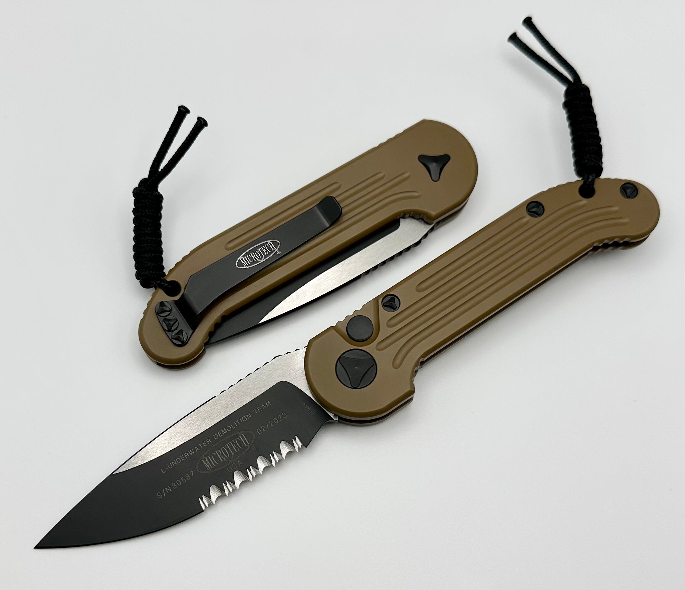 Microtech L.U.D.T Black Partial Serrated & Tan 135-2TA