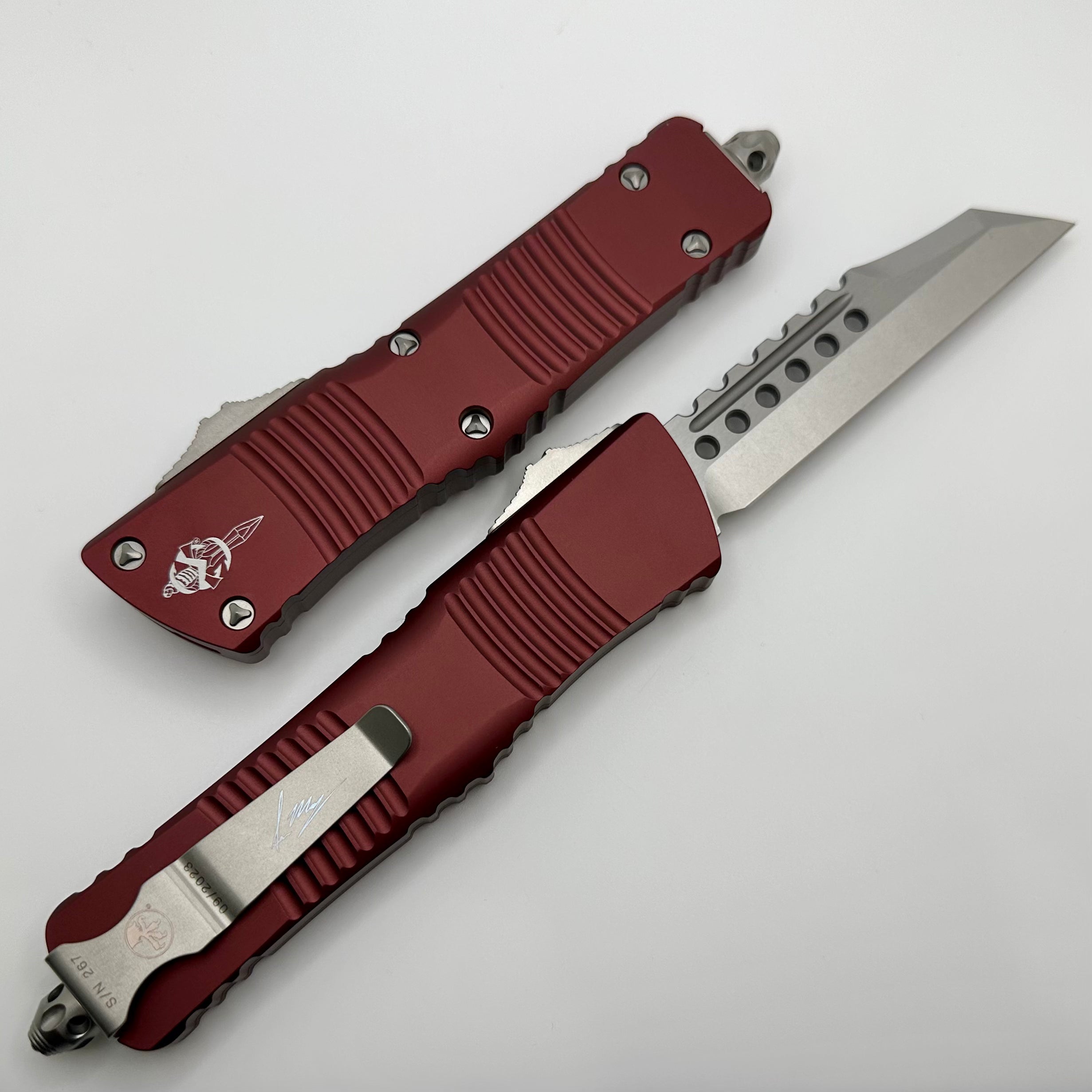 Microtech Combat Troodon Warhound Stonewash Standard & Merlot Signature Series 219W-10MRS