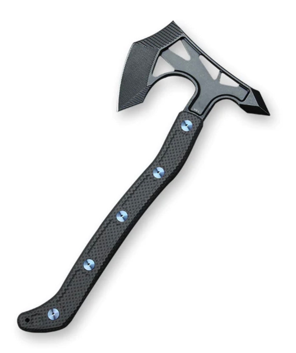 Jake Hoback Ps2 Axe DLC Stonewash AEB-L Steel w/ Unidirectional Carbon Fiber & Blue Anodized Bolts