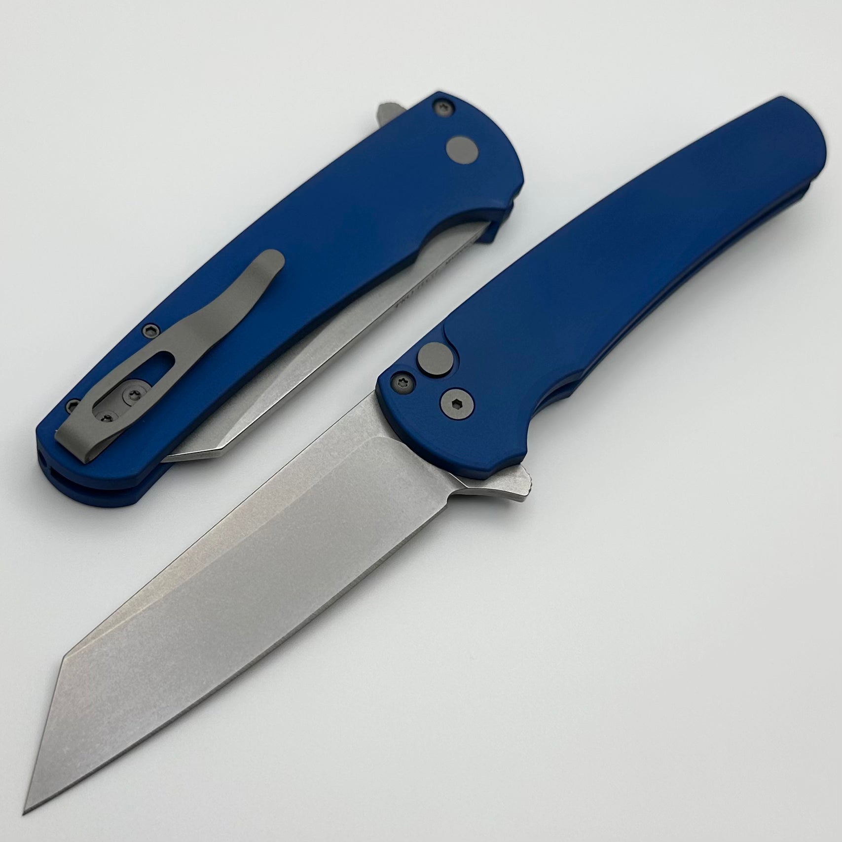 Pro-Tech Malibu Smooth Blue Handle & Stonewash MagnaCut Reverse Tanto Blade 5401-Blue