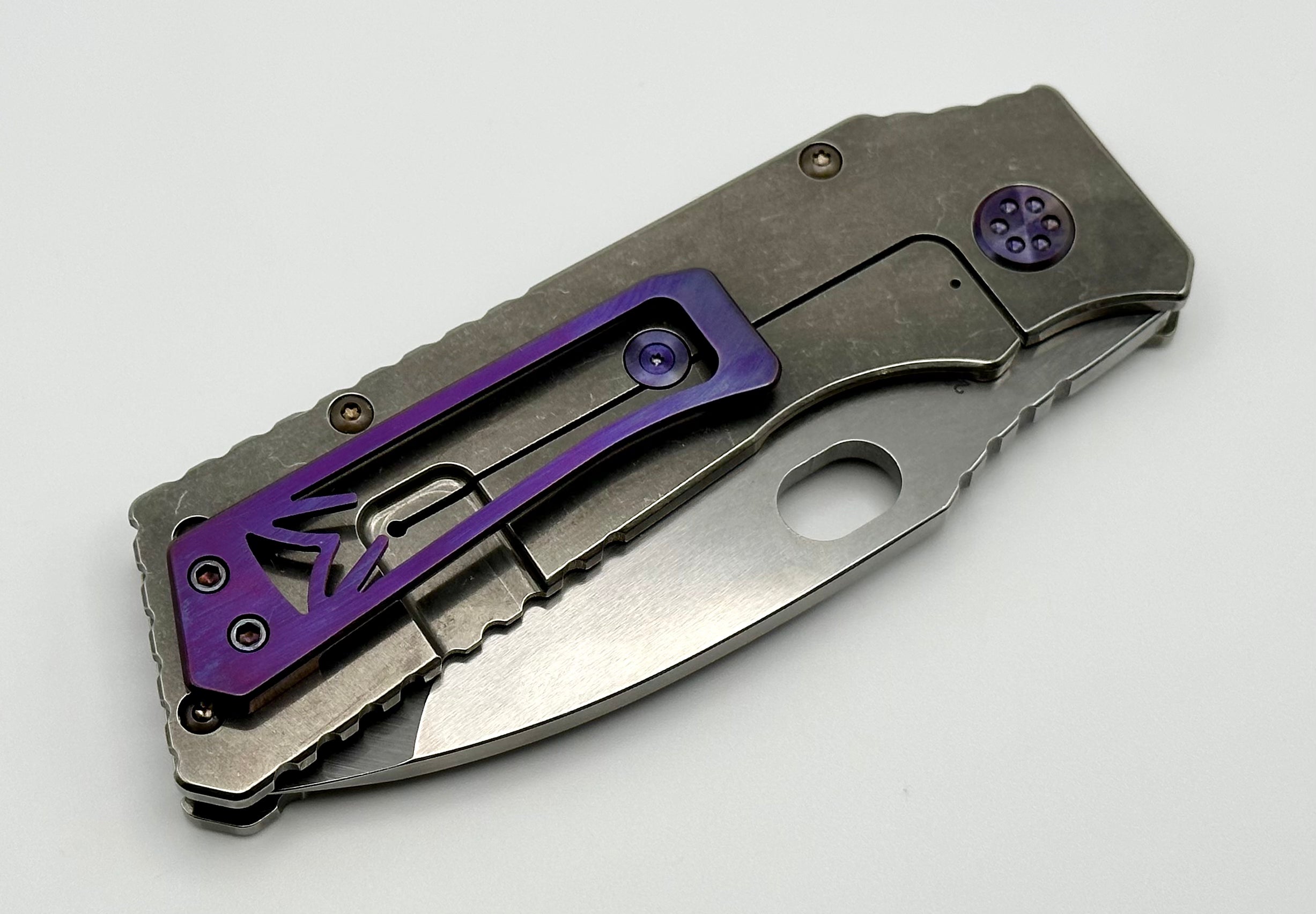 Medford TFF-1 Tumbled Handles w/ Violet Hardware/Clip & Tumbled S45VN