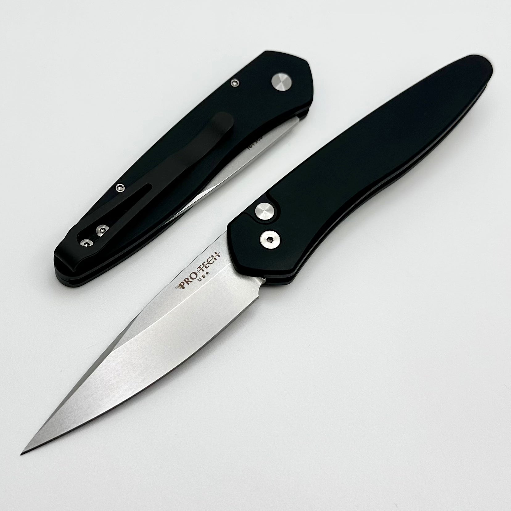 Pro-Tech Newport Black Handle & Stonewash S35VN 3405