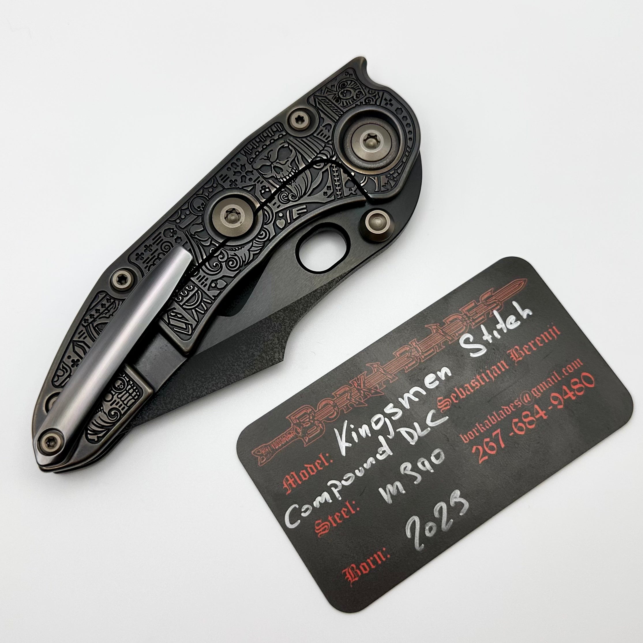 Borka Blades Custom Burnished Kingsman Stitch w/ DLC Compound Grind & DLC Rocked Backspacer w/ Bronzed Hardware PRE OWNED