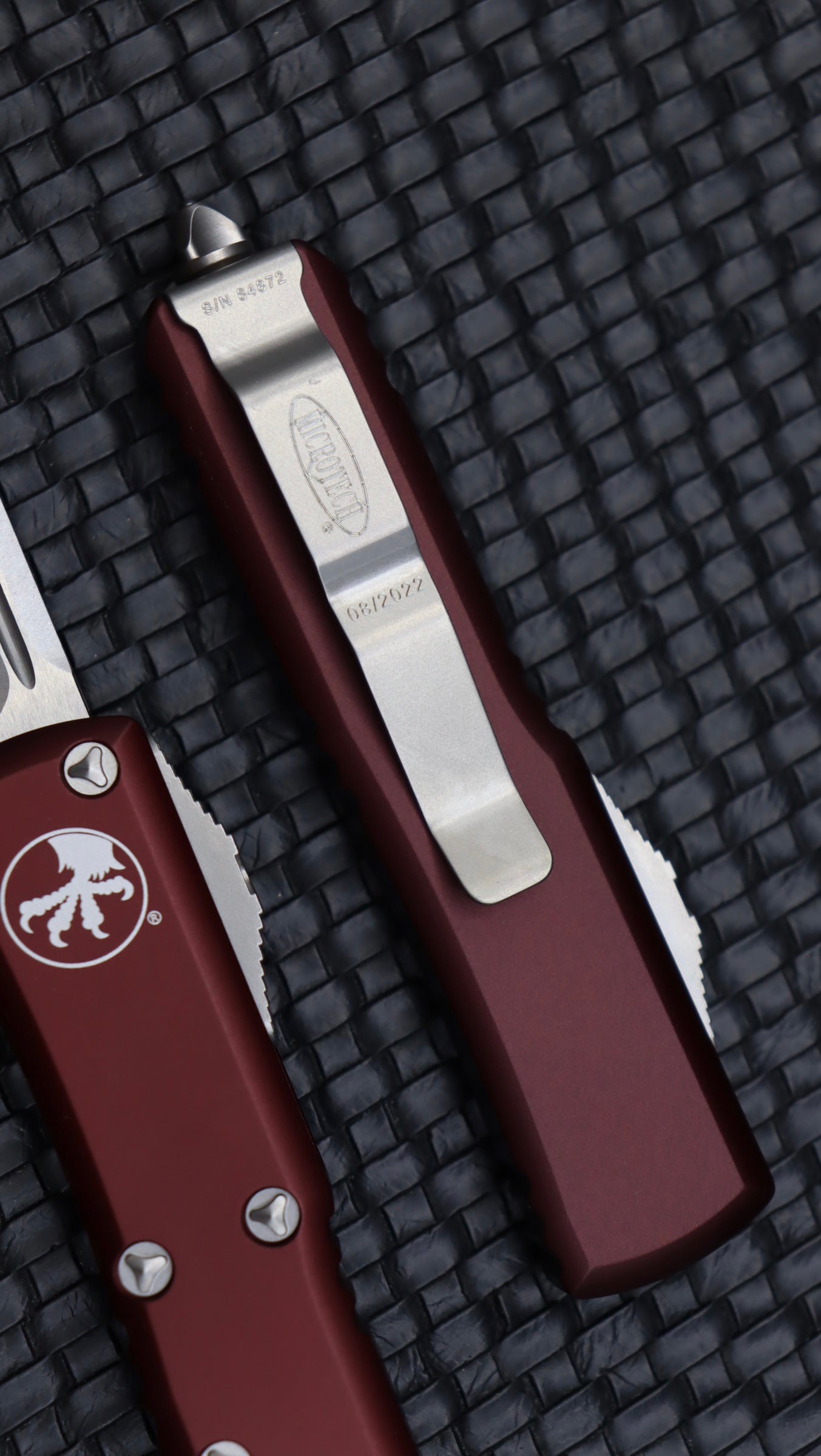 Microtech UTX-85 Single Edge S/E Stonewash Standard & Merlot 231-10MR