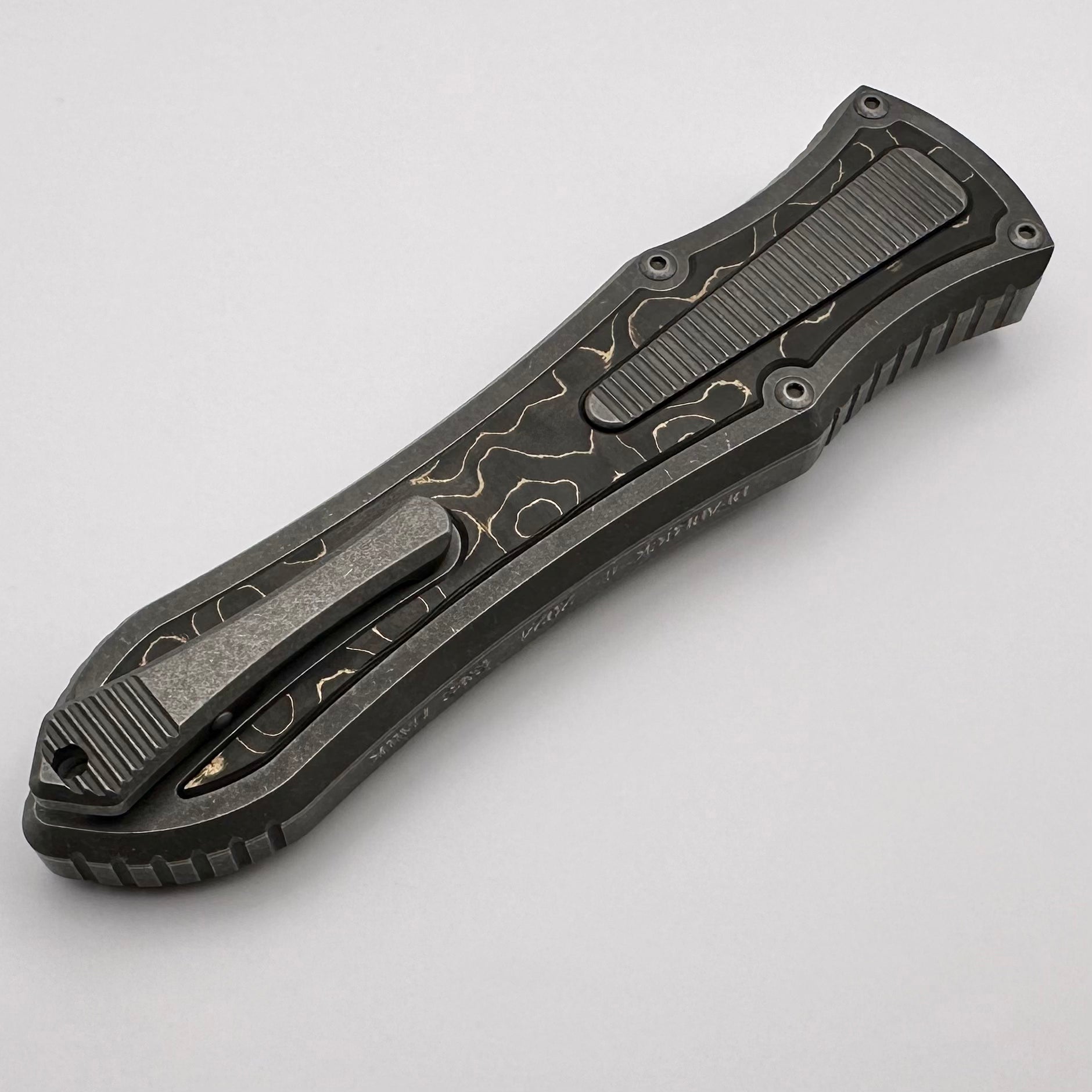 Hawk Designs Model C Deadlock Titanium w/ Fat Carbon & Stonewash MagnaCut Blade