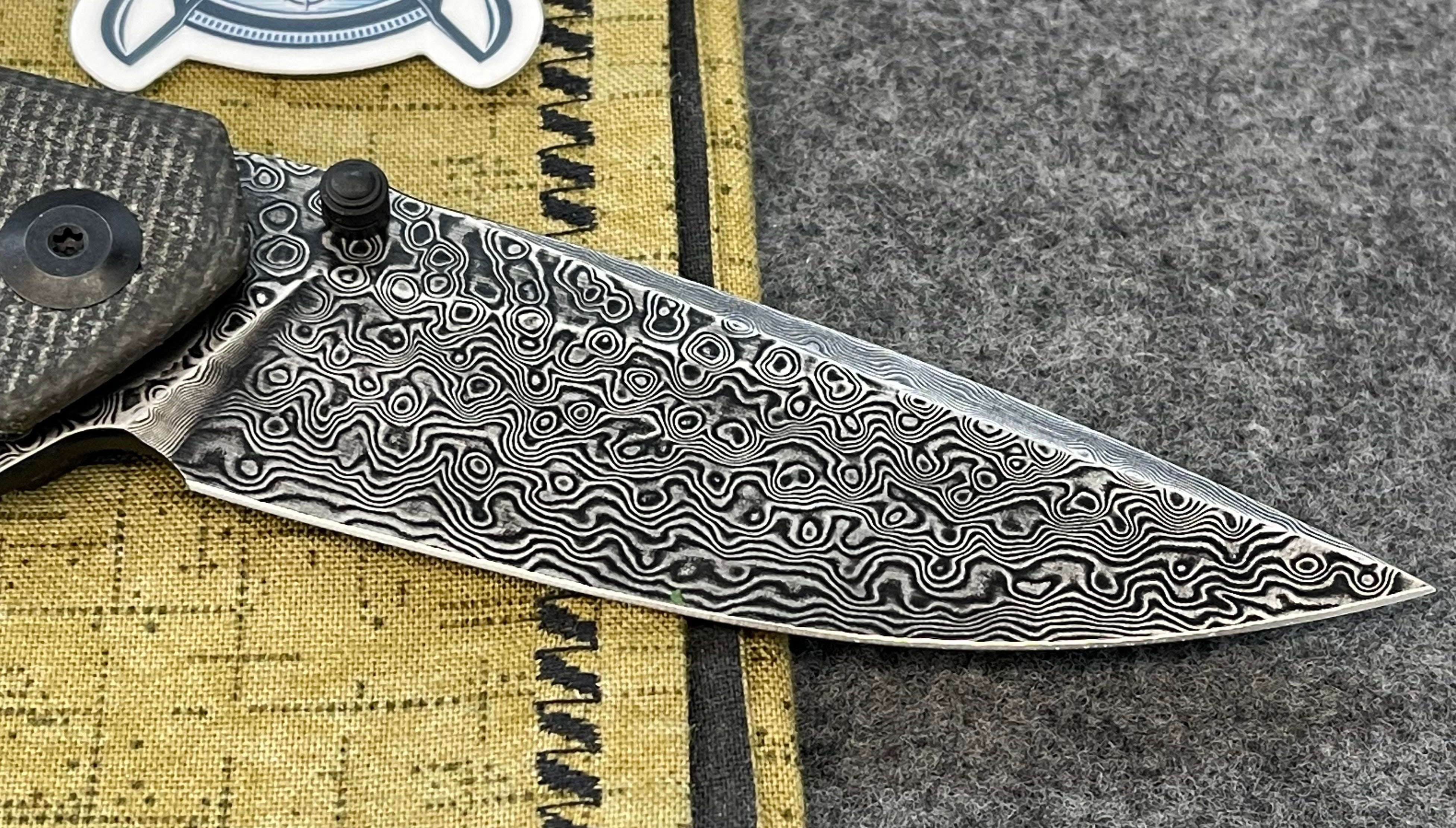 Civivi Brazen Flipper Dark Green Micarta Damascus C2102DS-3