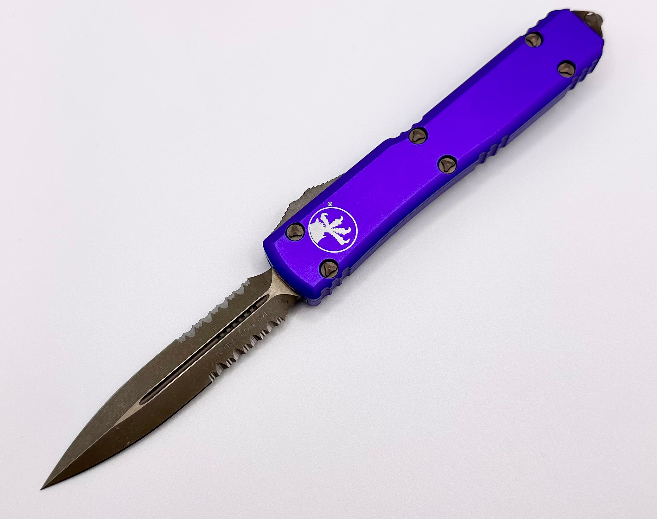 Microtech Ultratech w/ Double Edge Partial Serrated Bronze Apocalyptic & Purple 122-14APPU