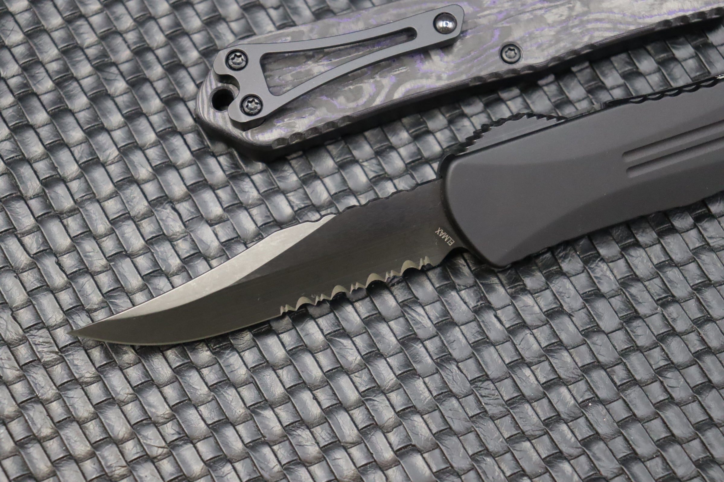 Heretic Knives Manticore E Serrated Bowie DLC & Purple Camo Carbon H026B-6B-PUCF