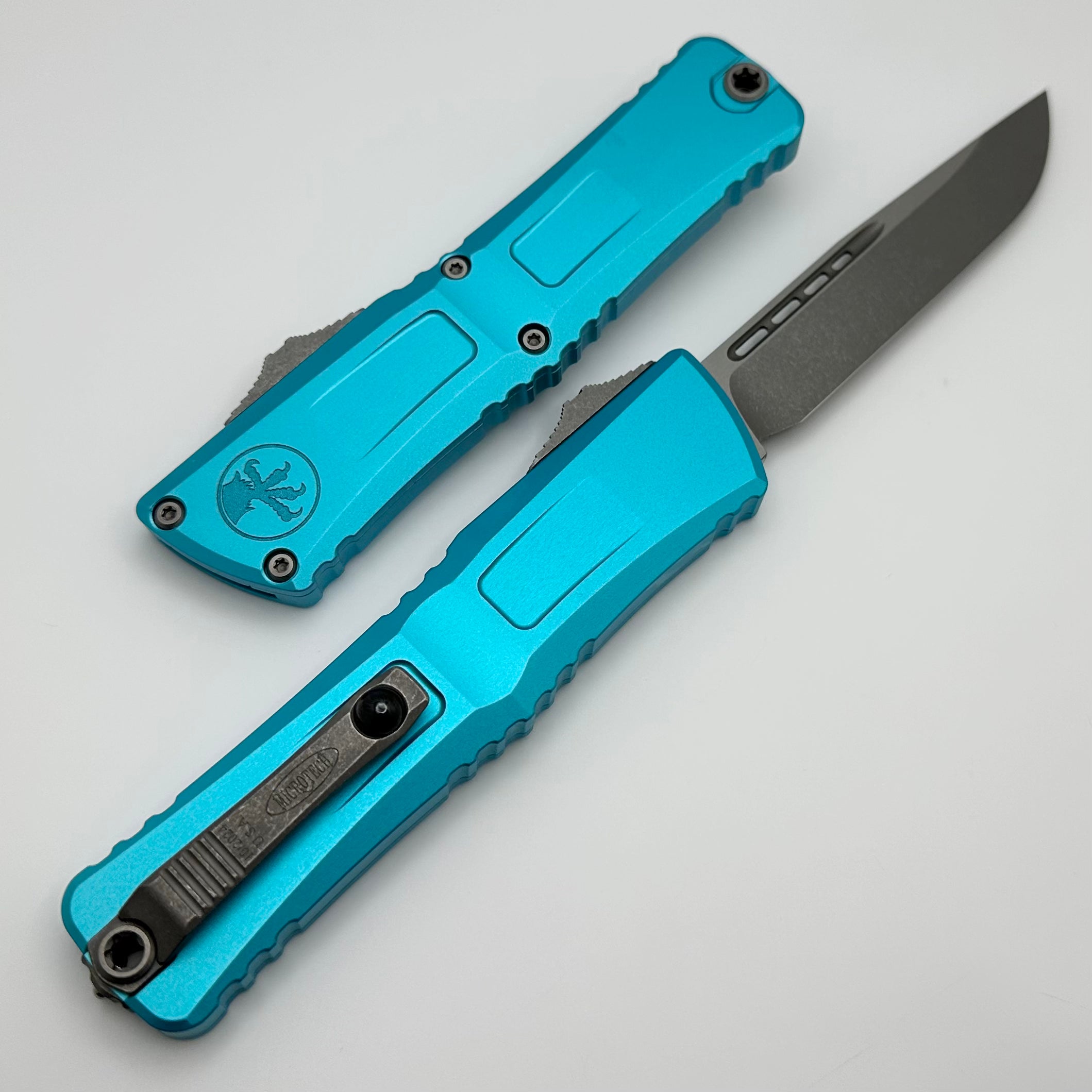 Microtech Knives Combat Troodon Gen III Apocalyptic Single Edge w/ Turquoise Handle 1143-10APTQ