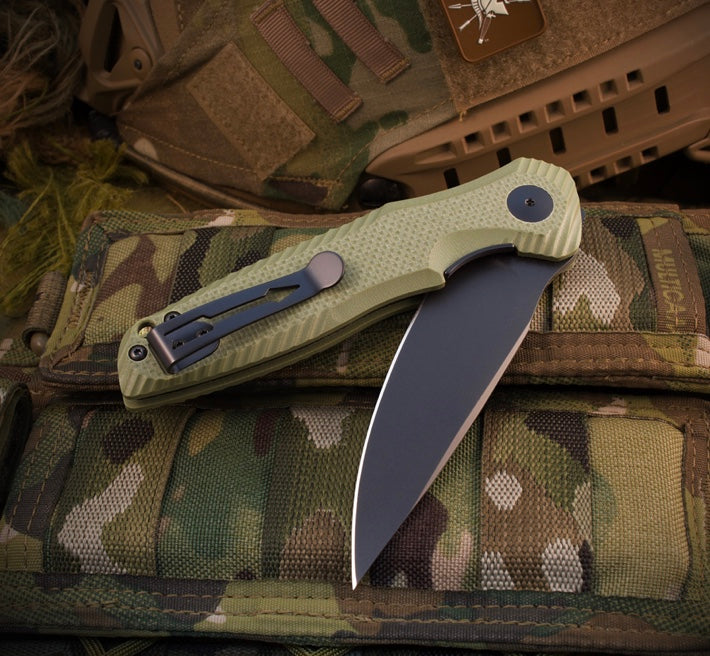 Spartan Blades Poros Black 154CM & OD Green G-10 SFBL11GR