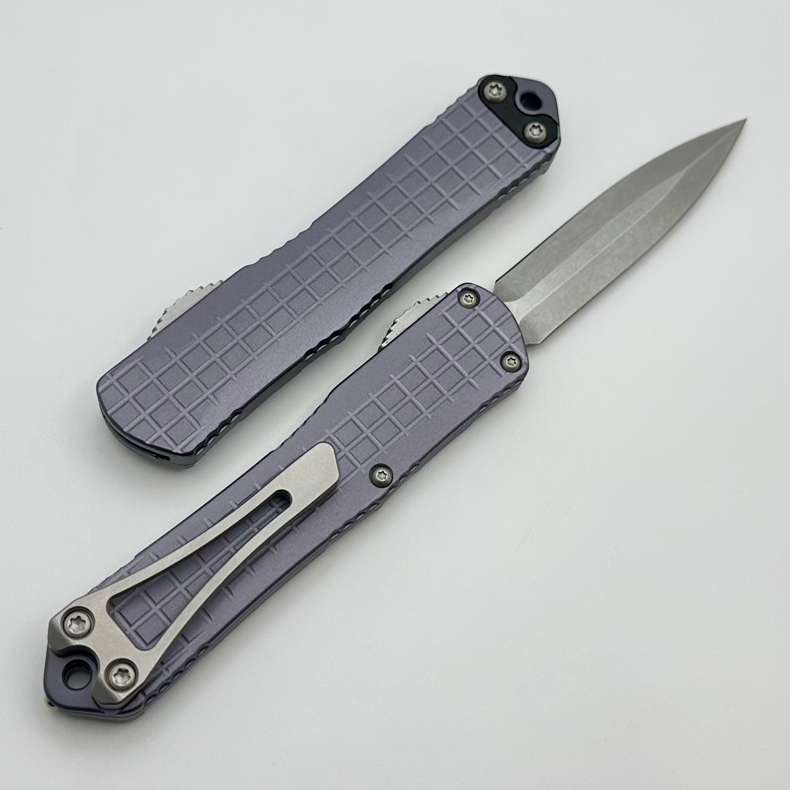 Heretic Knives Manticore S Gray Frag Grenade Grip & Stonewash Magnacut Double Edge H024F-2A-GRY