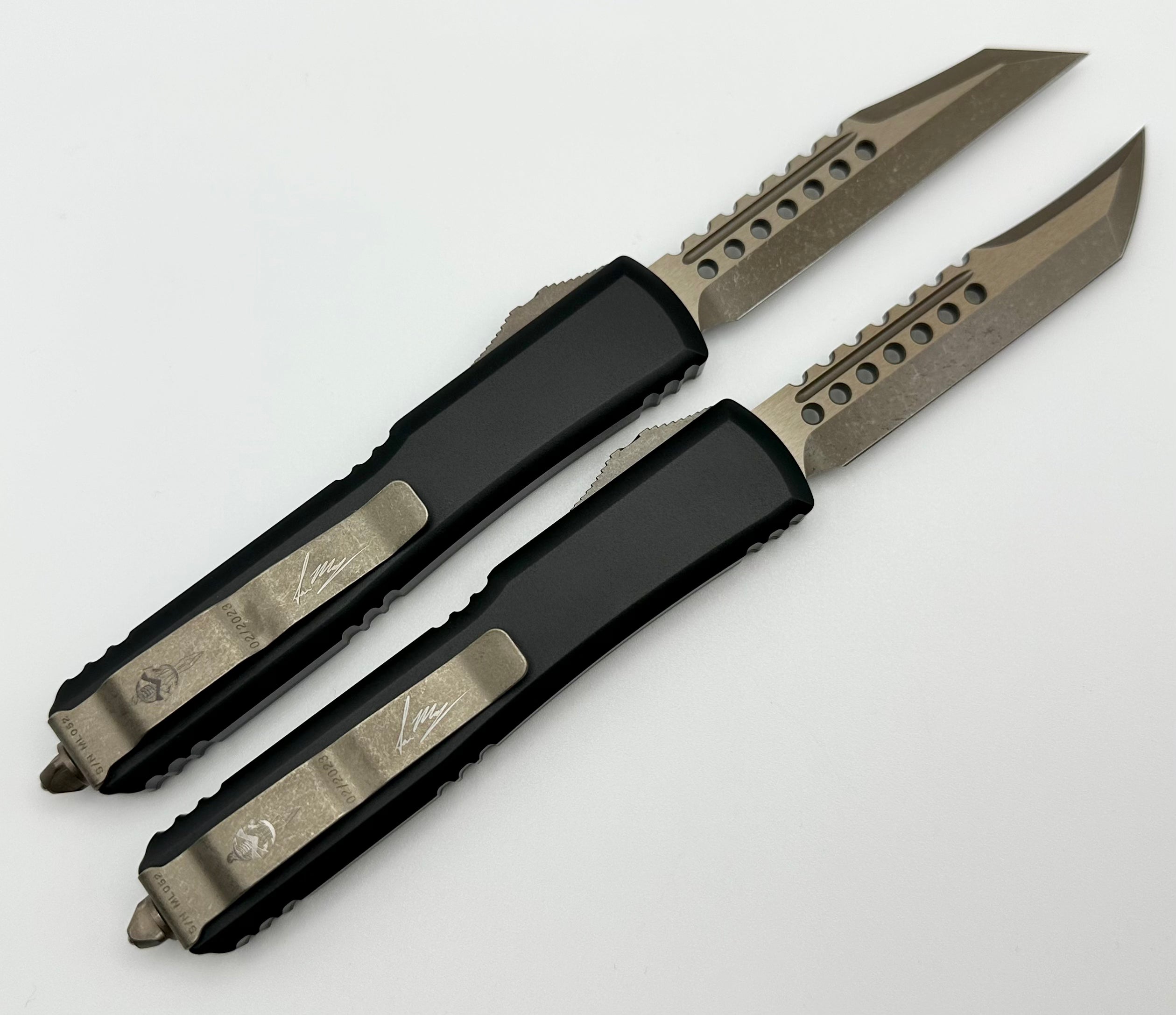 Microtech Ultratech Molon Labe Hellhound & Warhound Set Signature Series Bronze Apocalyptic Standard 119-13SETMLS