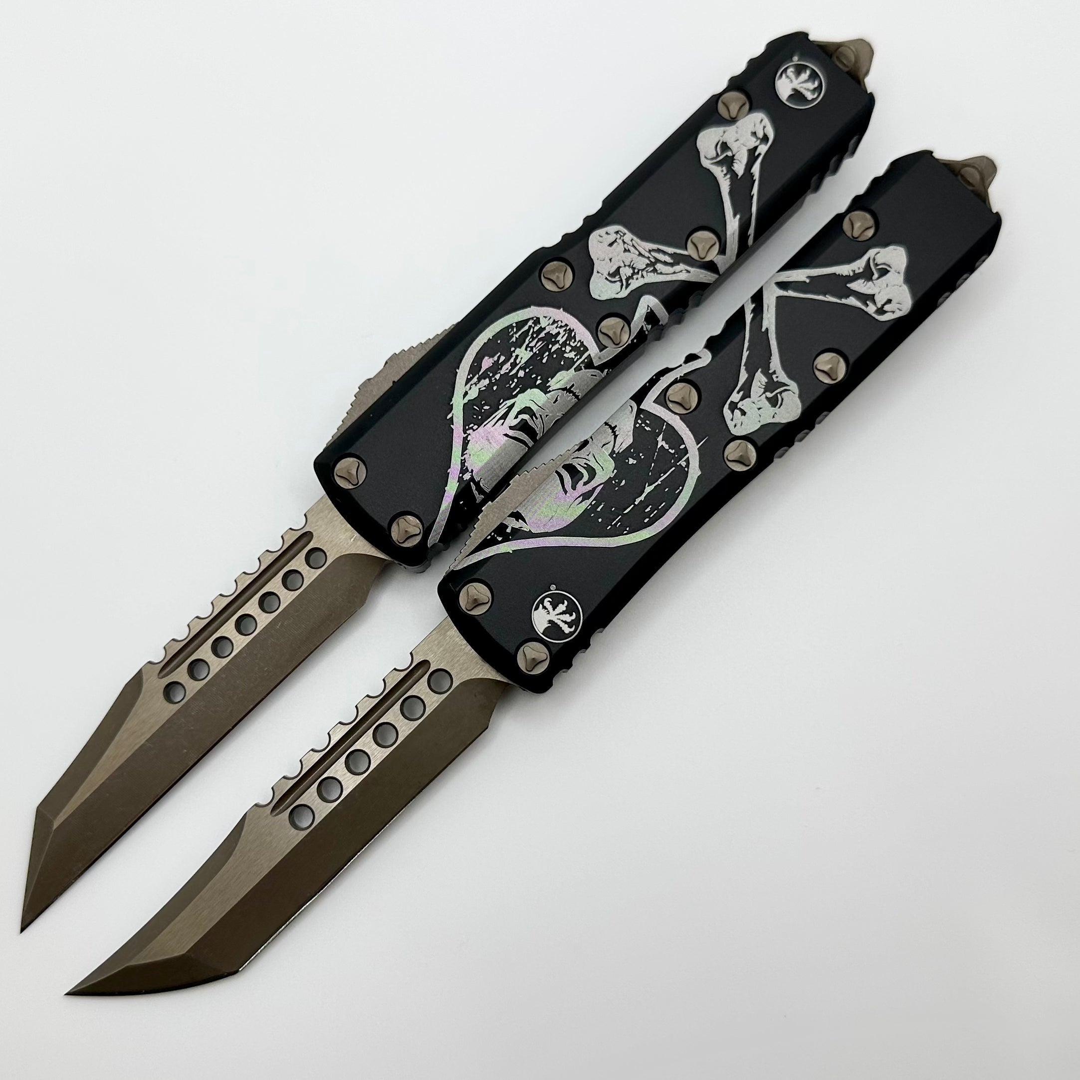 Microtech UTX-85 Death Card Hellhound & Warhound Set Signature Series Bronze Apocalyptic Standard 719-13SETDCS