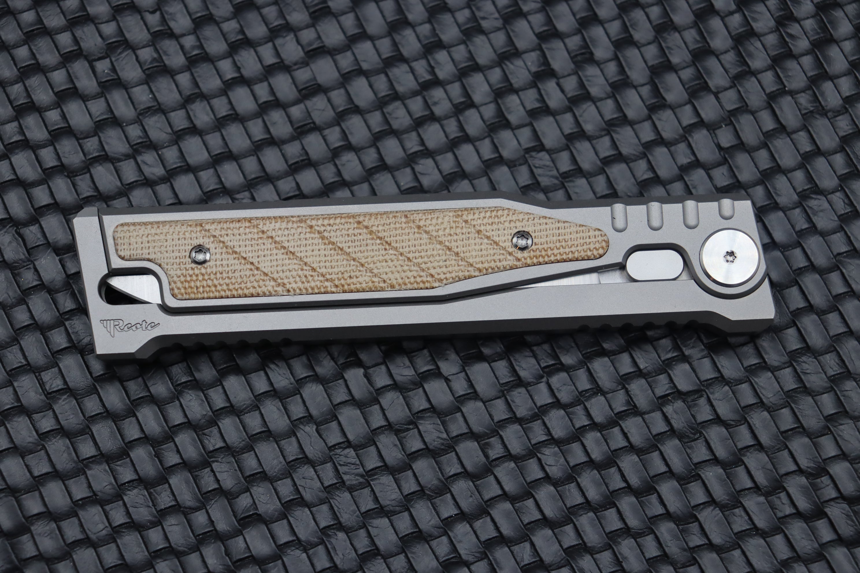 Reate EXO Exoskeleton Design Brown Micarta Double Edge