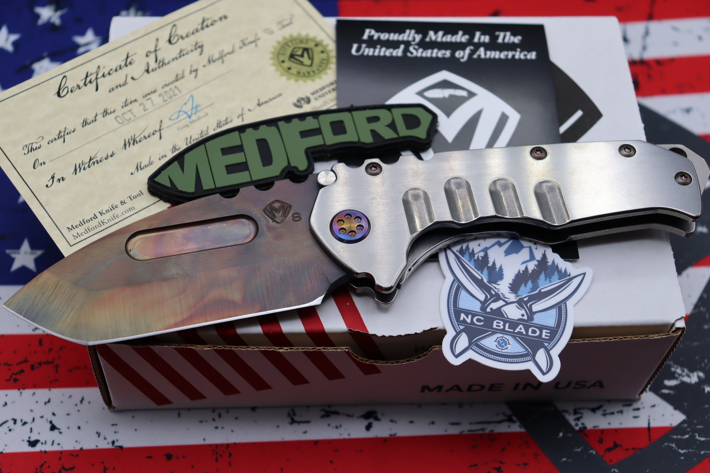 Medford Knife Praetorian T Tumbled & Flamed Hardware with S35 Vulcan Tanto 103-172