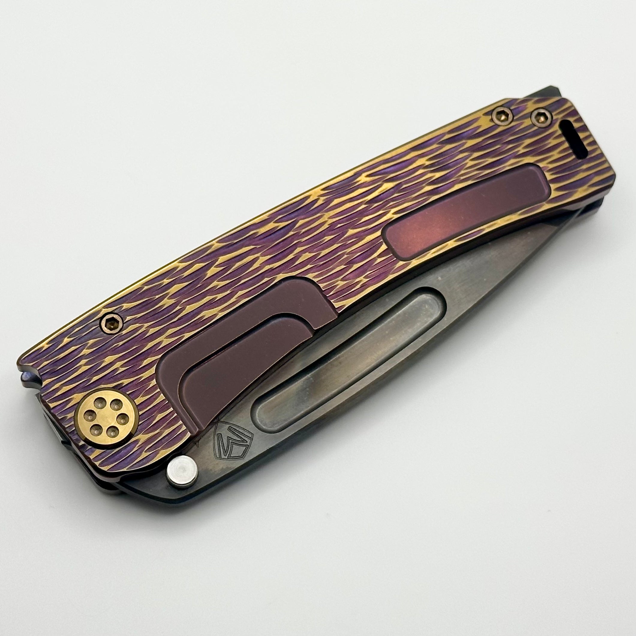 Medford Marauder H Violet/Bronze Dragon Skin Sculpted Handles w/ Bronze Hardware & S45VN Vulcan Tanto