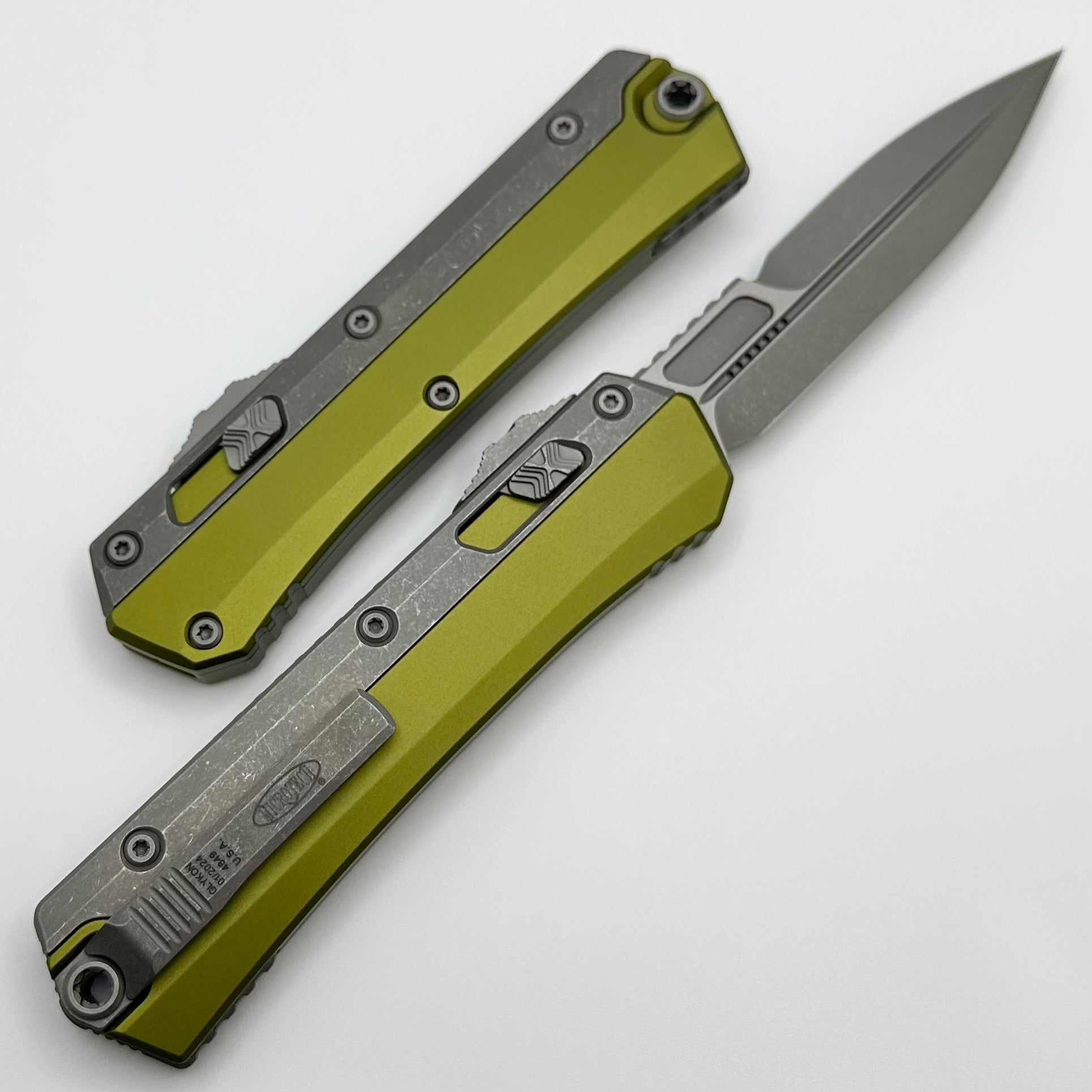 Microtech Glykon Apocalyptic Standard Bayonet w/ Apocalyptic Overlay & OD Green Handle 184-10APOD