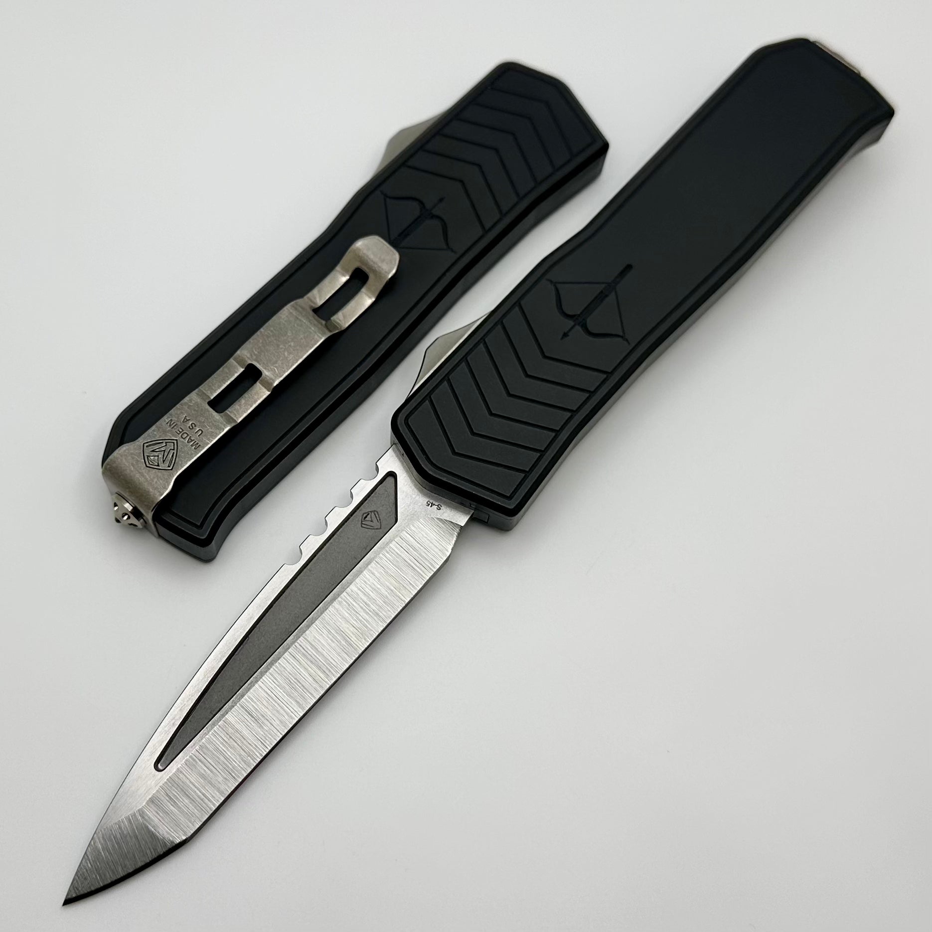 Medford Knife Merc-1 OTF Praetorian S45 Tumbled Tanto & Black Aluminum