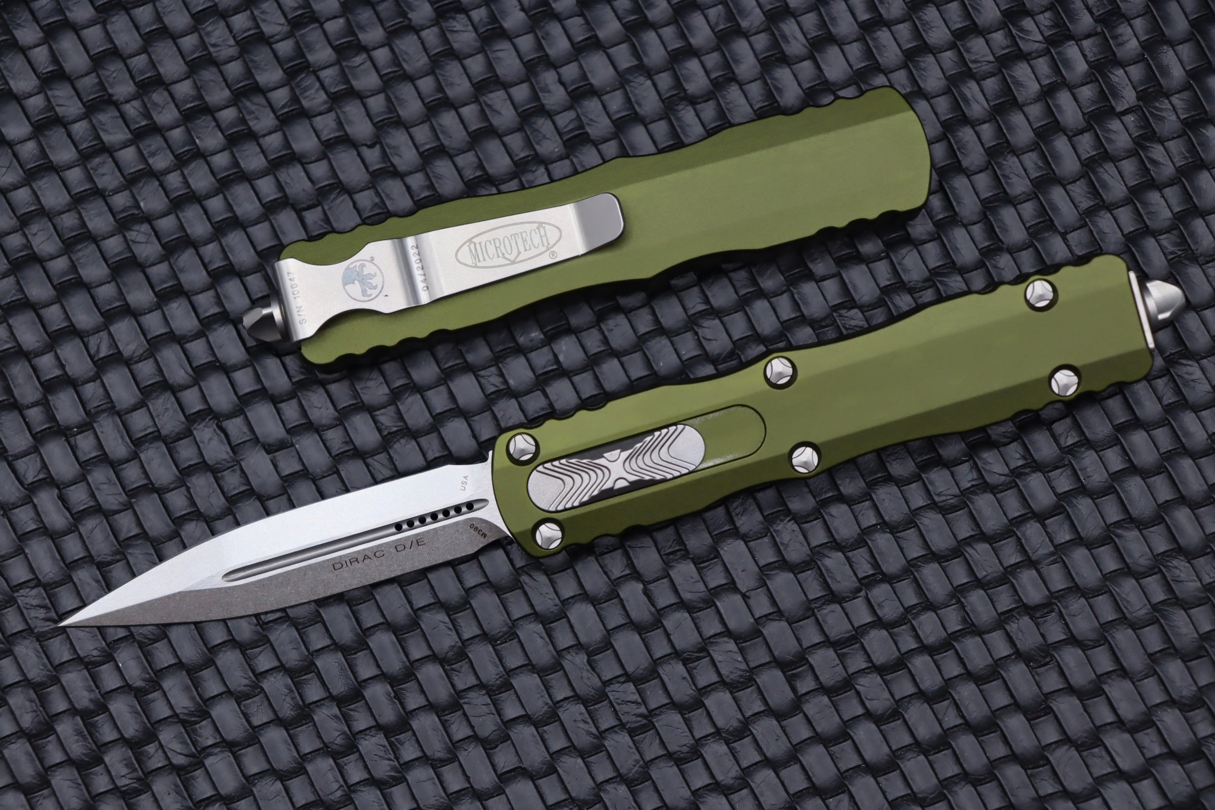 Microtech Dirac Double Edge Stonewash Standard & OD Green 225-10OD