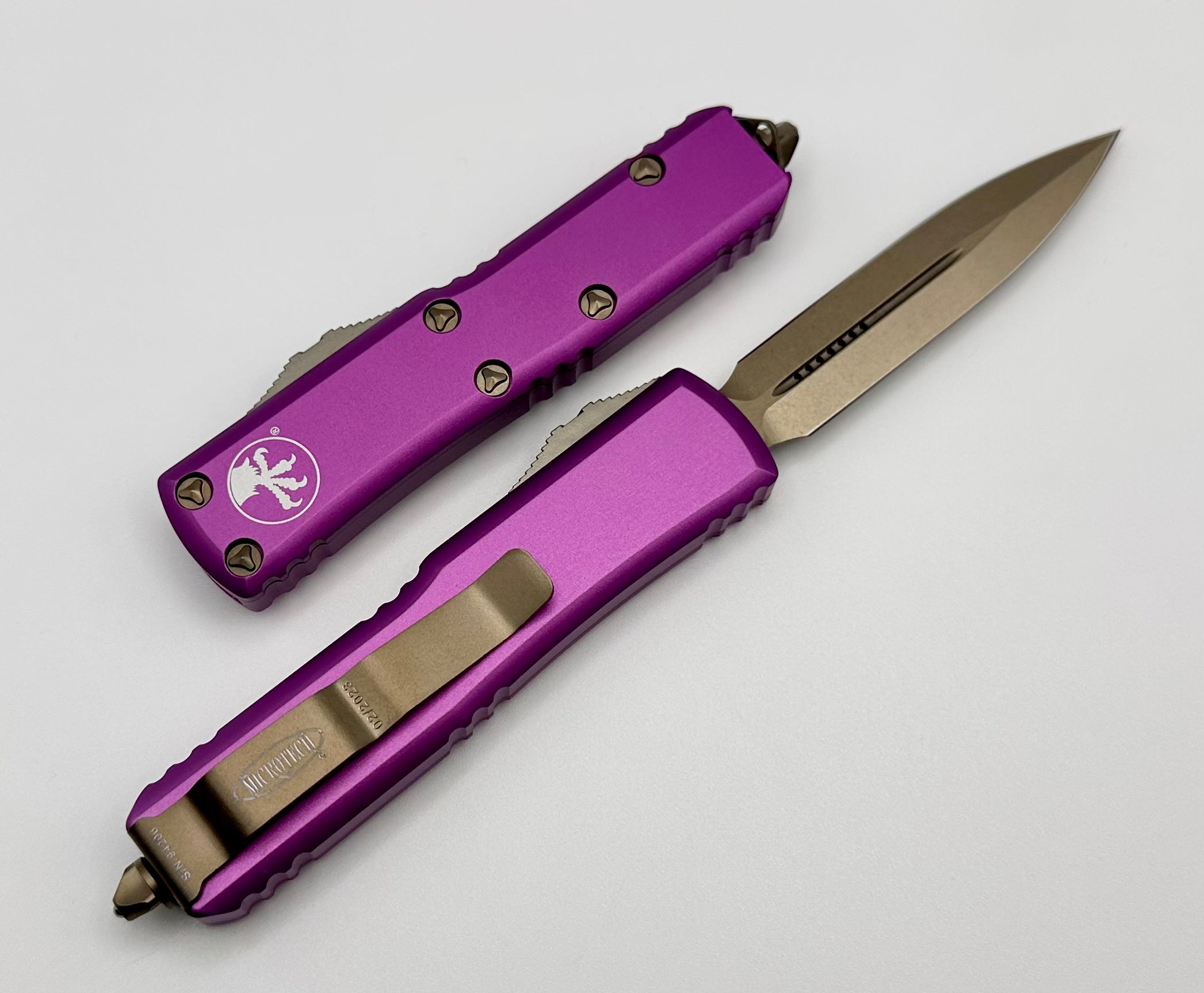 Microtech UTX-85 Violet & Double Edge Bronze Standard 232-13VI