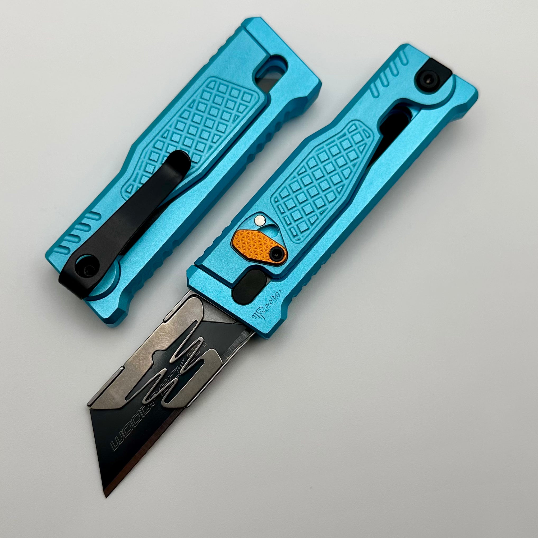 Reate EXO-U Utility Diamond Pattern Blue Aluminum Handle