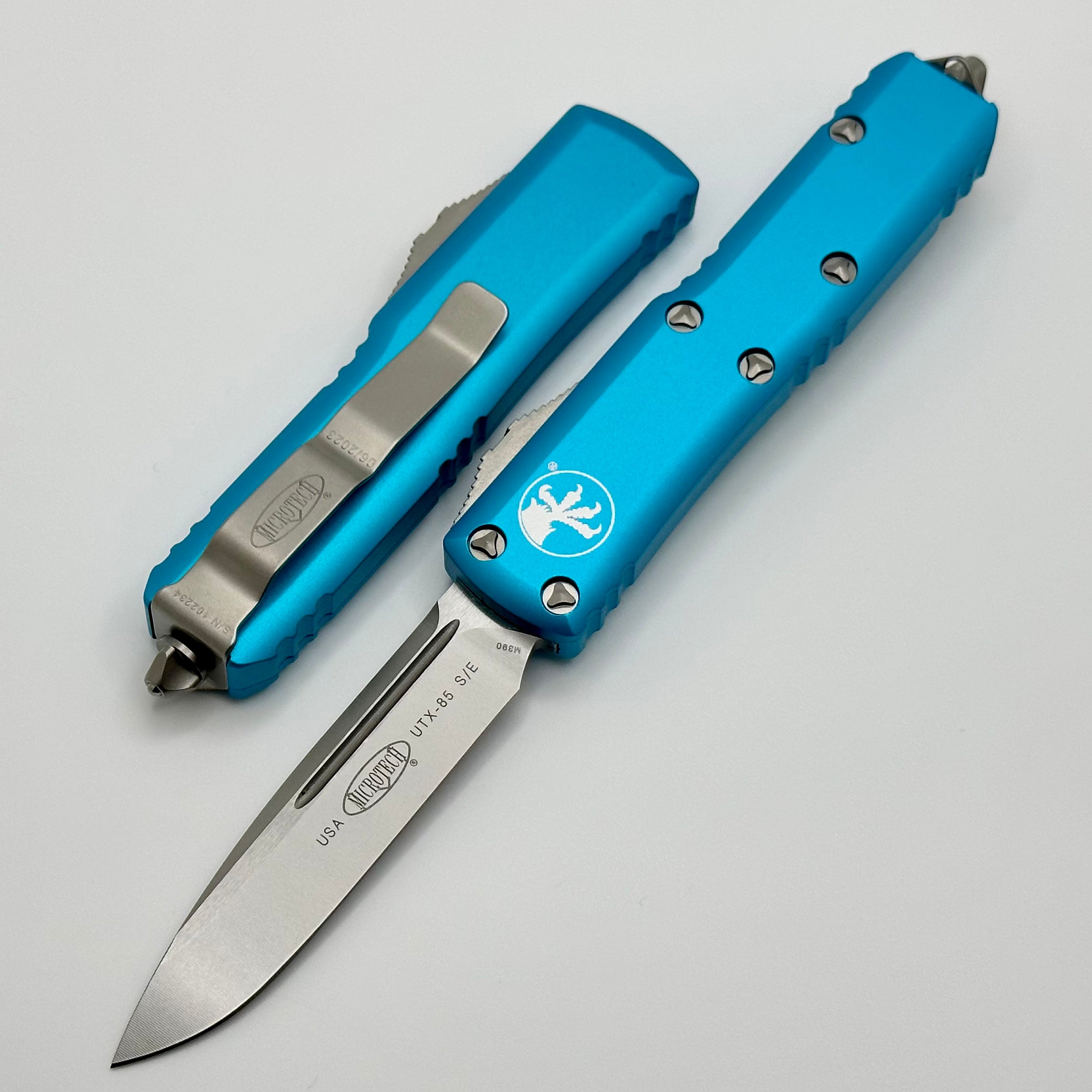 Microtech UTX-85 Single Edge Stonewash Standard & Turquoise 231-10TQ