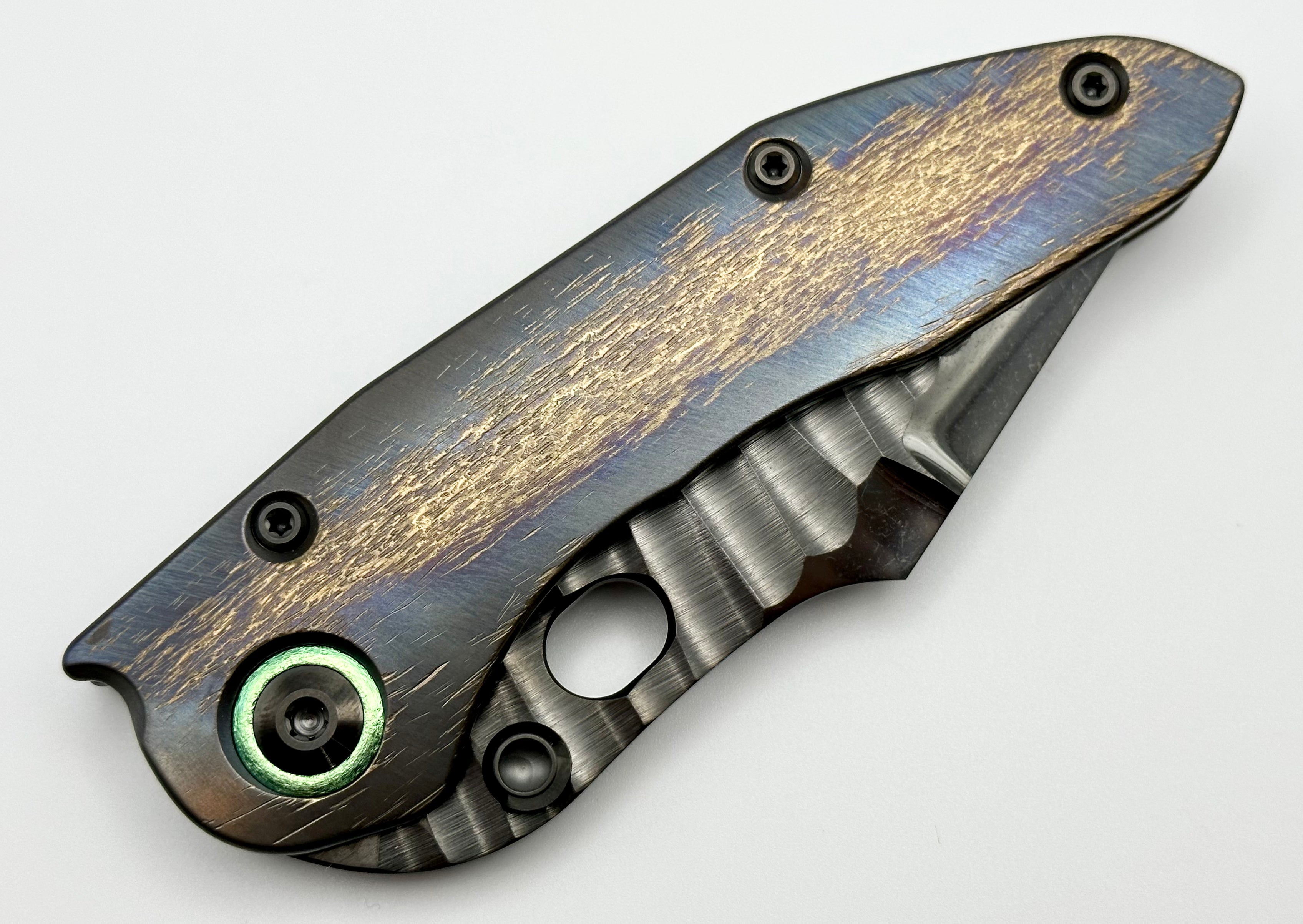 Marfione Custom Knives & Borka Blades Stitch w/ DLC Cracked Diamond Wash Rocked Double Star Grind M390 & Cosmic Titanium