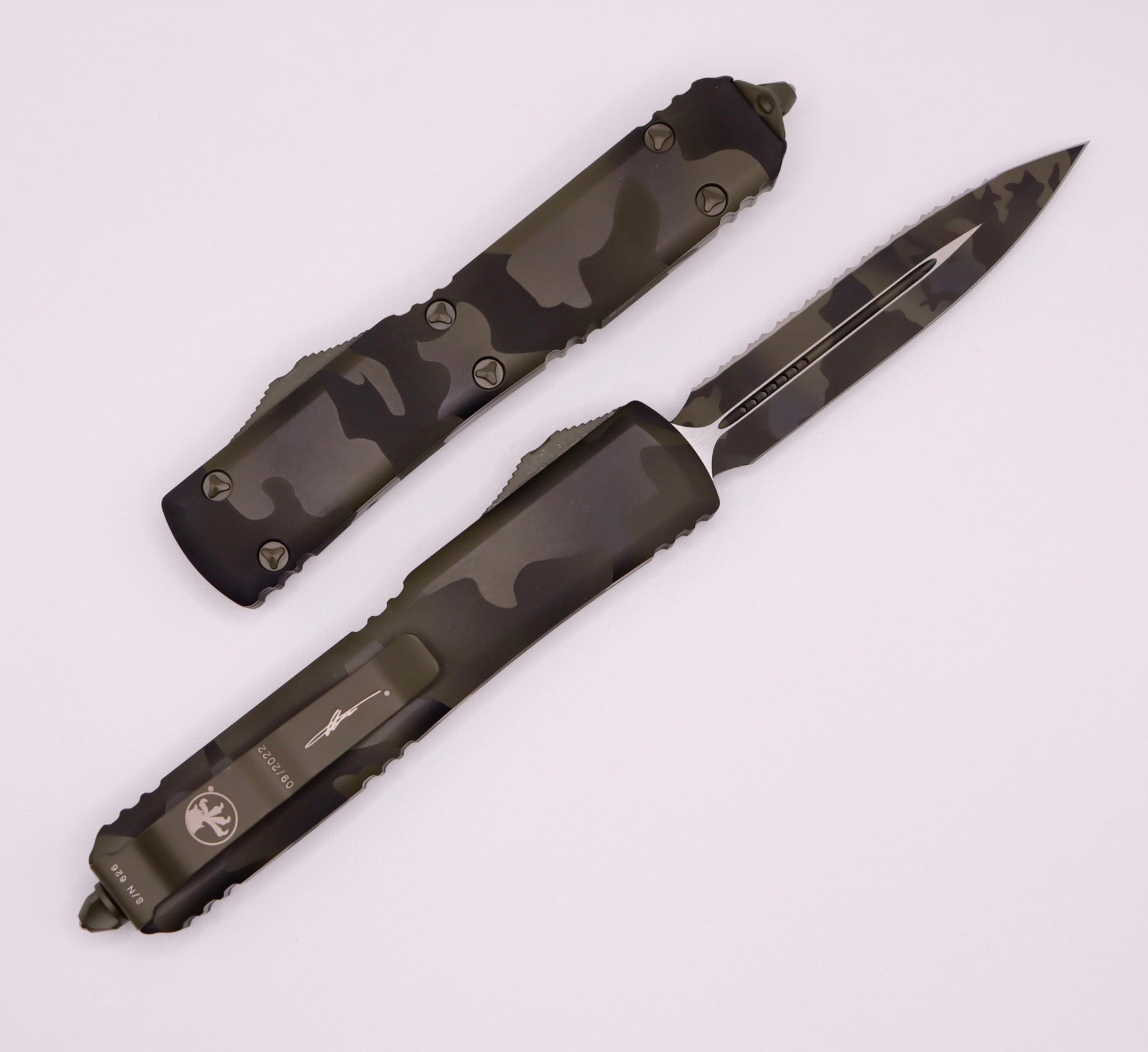 Microtech Ultratech Double Edge Full Serrated Olive Camo 122-3OCS